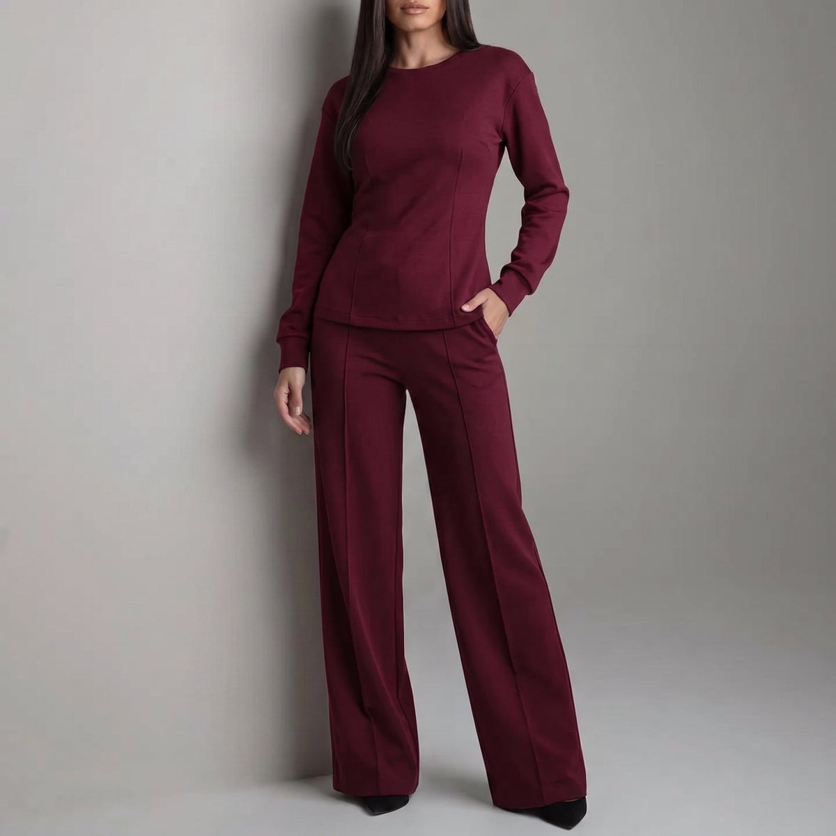 Phoebe - Dames Tweedelige Set met Top en Wijde Pantalon
