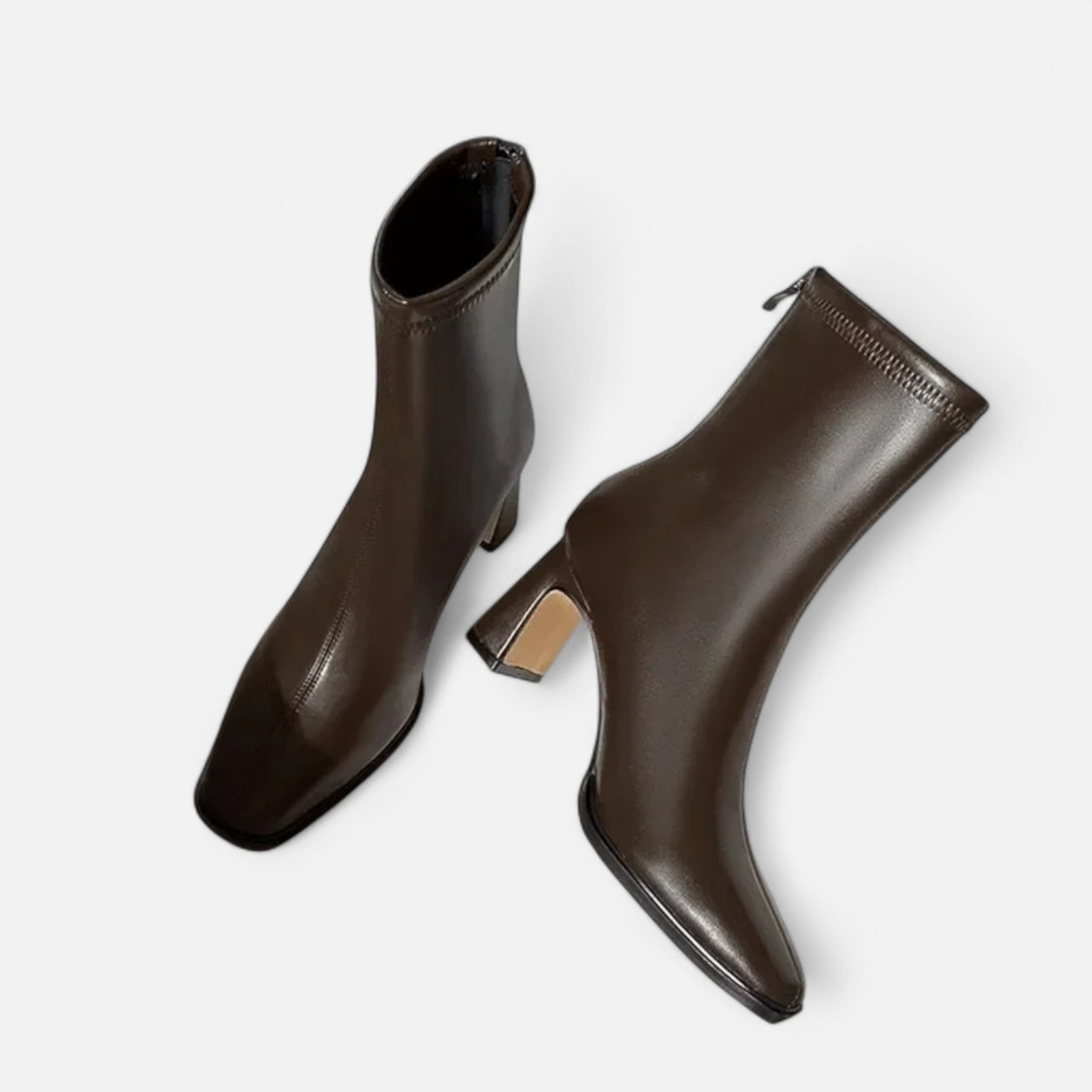 Camélia – Damen Leder Stiefeletten mit eckiger Spitze & Absatz - Stiefel - Temala
