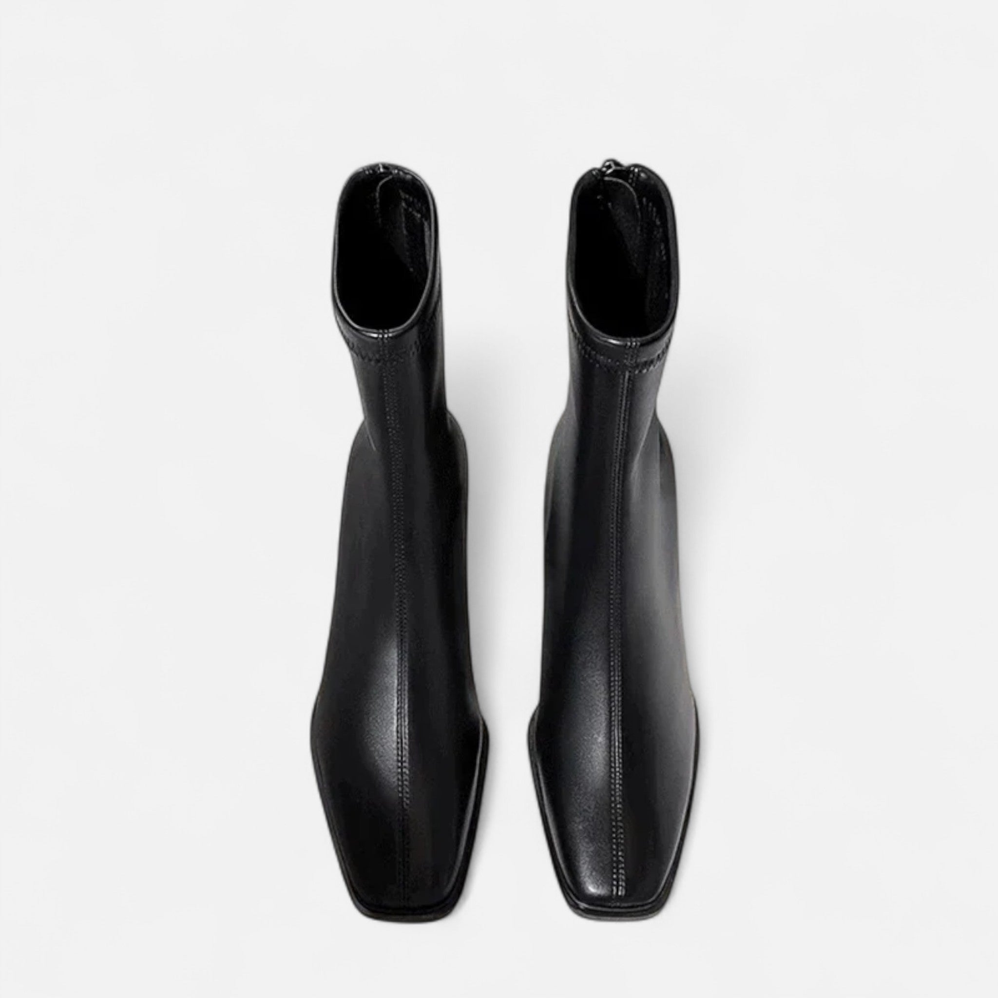 Camélia – Damen Leder Stiefeletten mit eckiger Spitze & Absatz - Stiefel - Temala