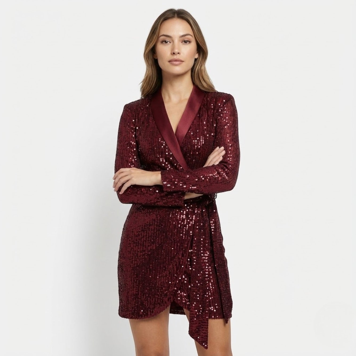 Elvira – Damen Wickelkleid Pailletten Festlich Weihnachten Abendmode - Kleider - Temala
