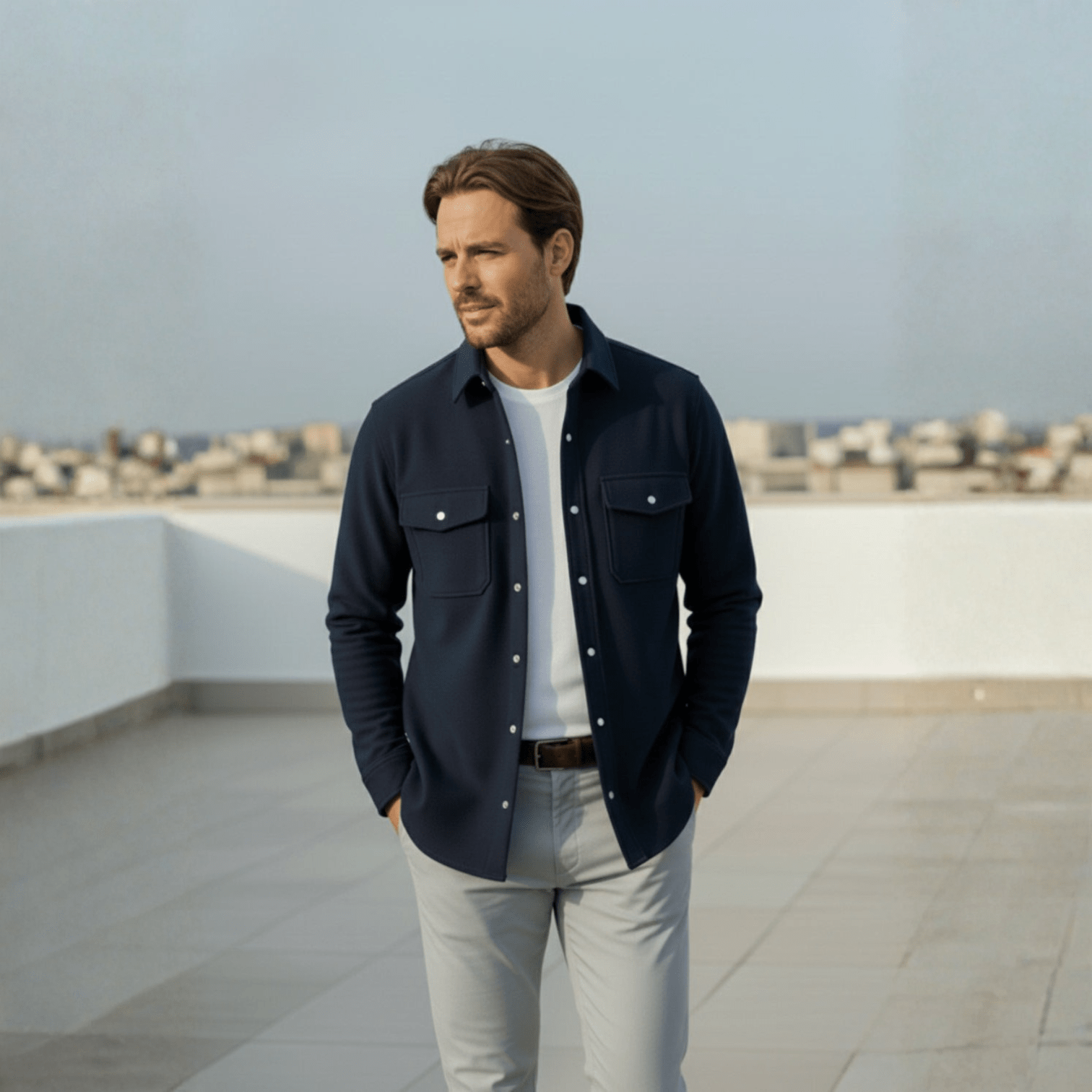 Jaron – Herren Winter Overshirt Marineblau - Poloshirts - Temala