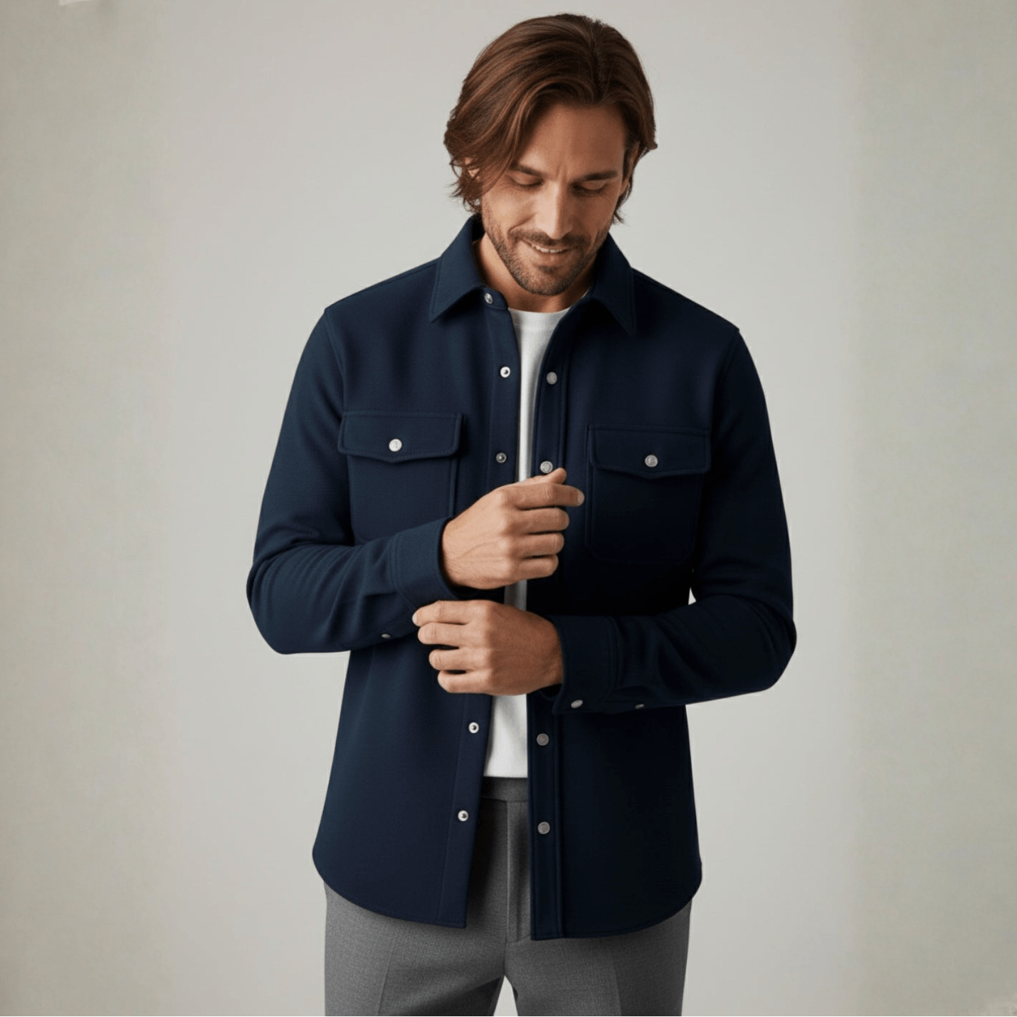 Jaron – Herren Winter Overshirt Marineblau - Poloshirts - Temala