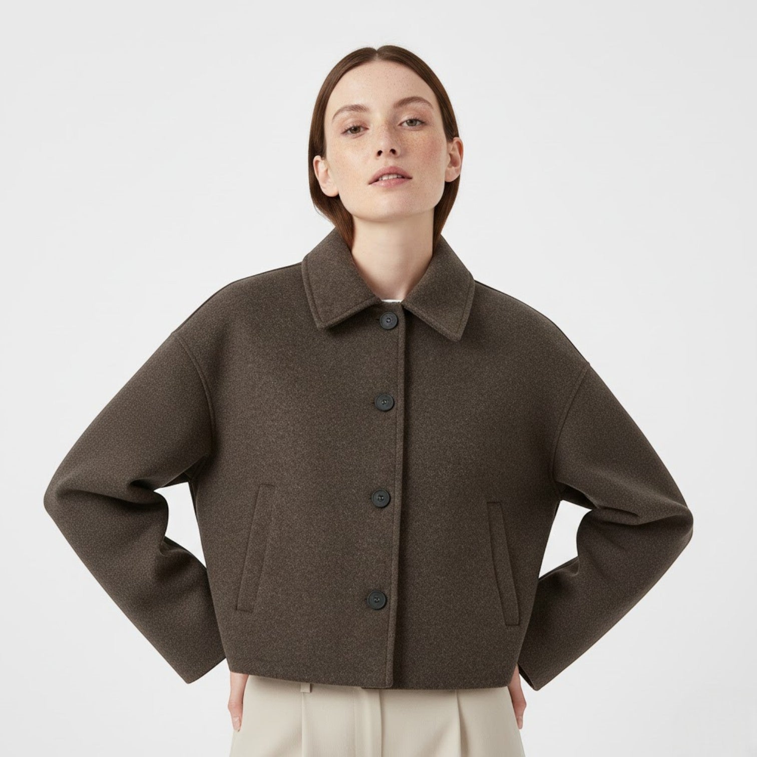Kharla – Damen Wolle Mantel Oversize - Mäntel - Temala