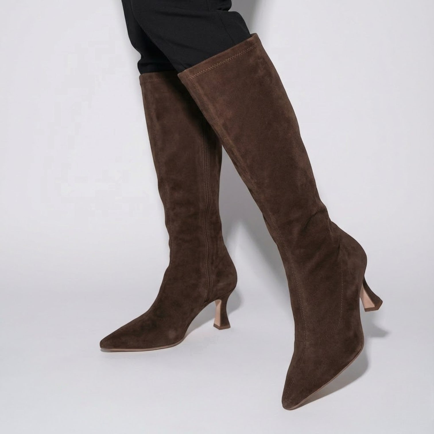 Solène – Damen Wildleder Stiefel mit Absatz im Overknee Stil - Stiefel - Temala