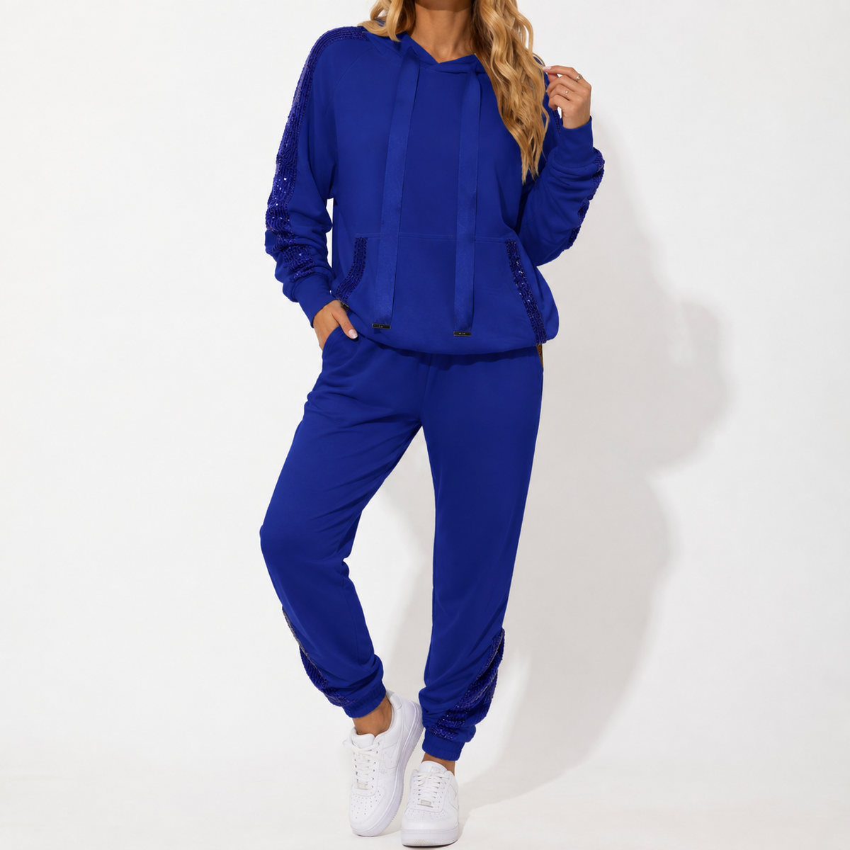 Phoebe - Dames Contrast Zijstreep Hoodie en Jogger Co-ord