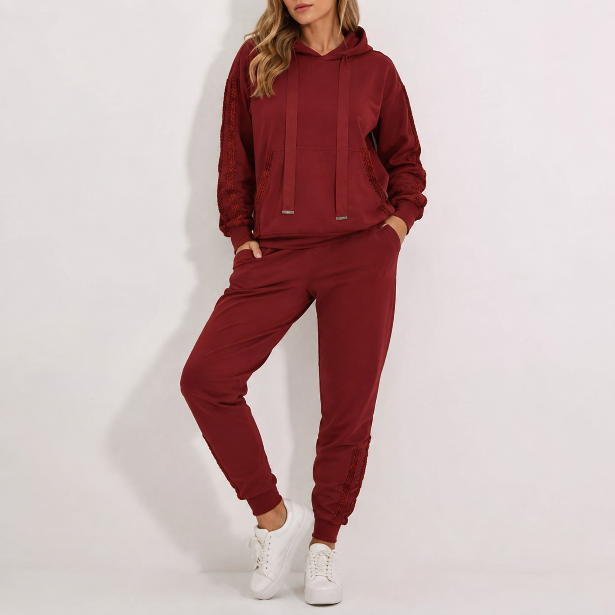 Phoebe - Dames Contrast Zijstreep Hoodie en Jogger Co-ord