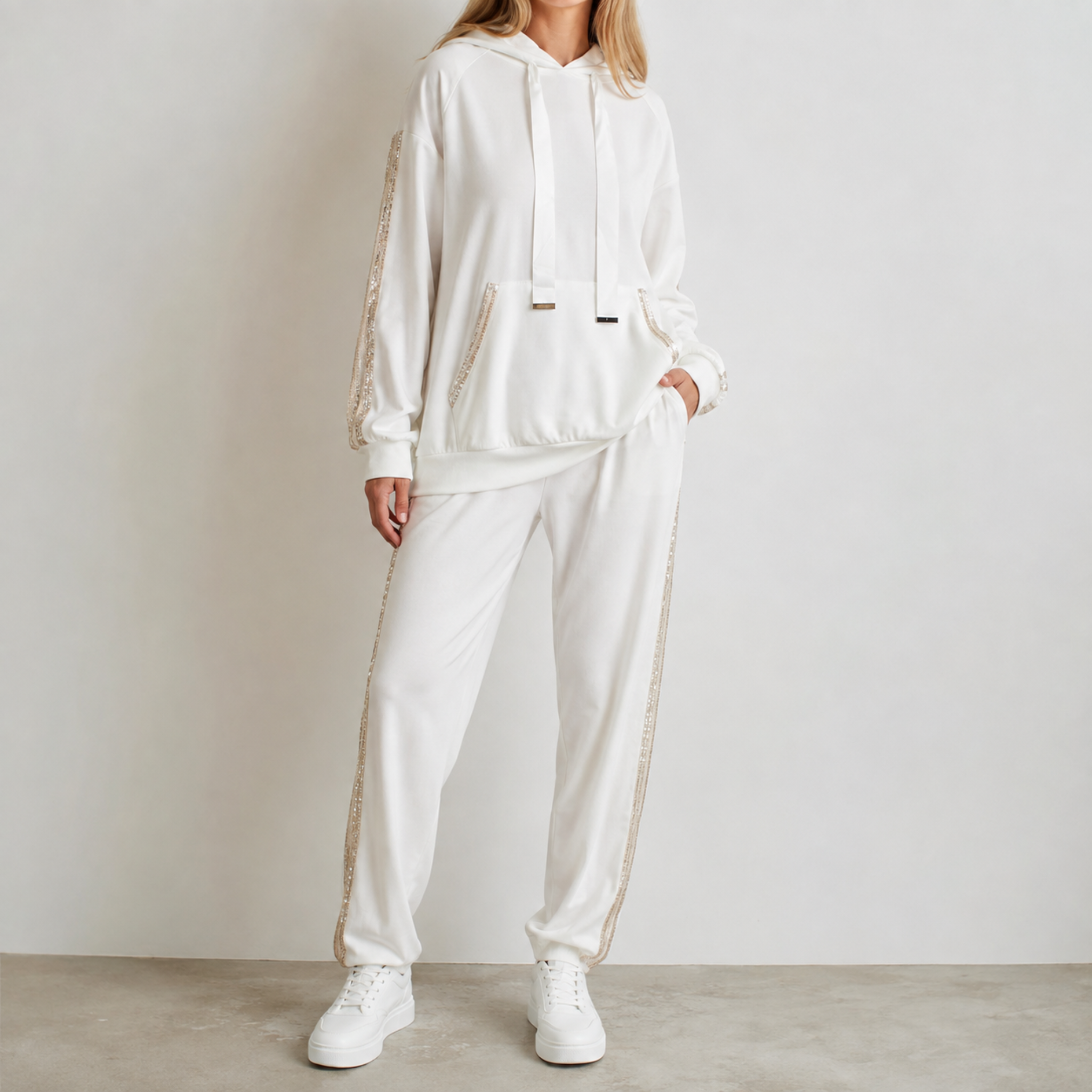 Phoebe - Dames Contrast Zijstreep Hoodie en Jogger Co-ord