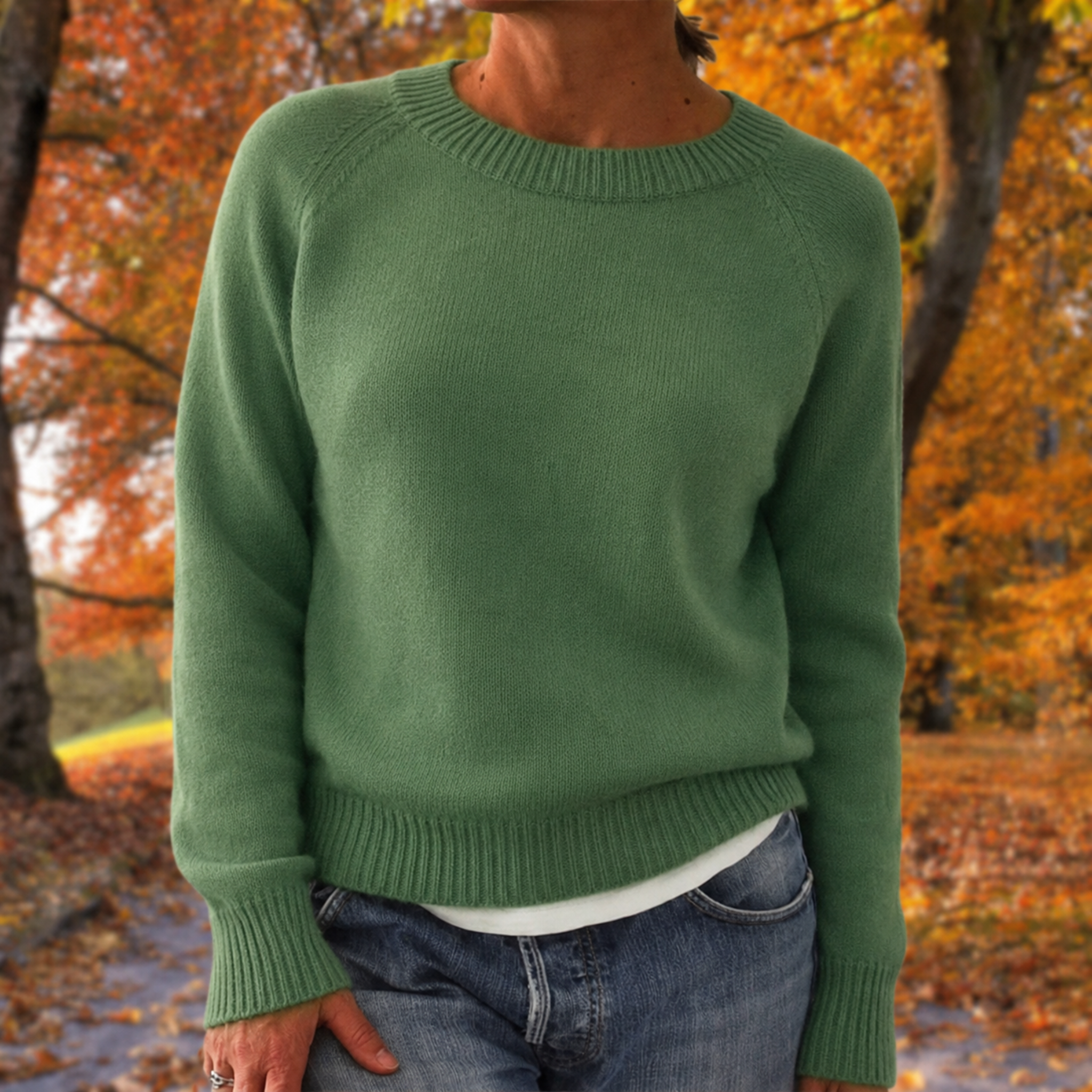 Anneliese - Dames Relaxed Fit Raglan Mouw Trui met Geribbelde Rand