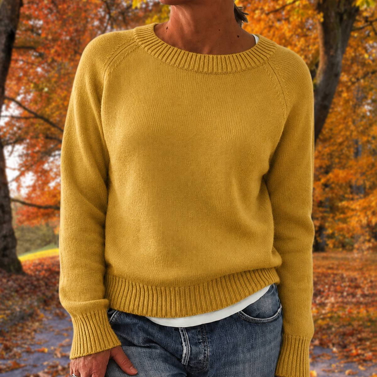 Anneliese - Dames Relaxed Fit Raglan Mouw Trui met Geribbelde Rand