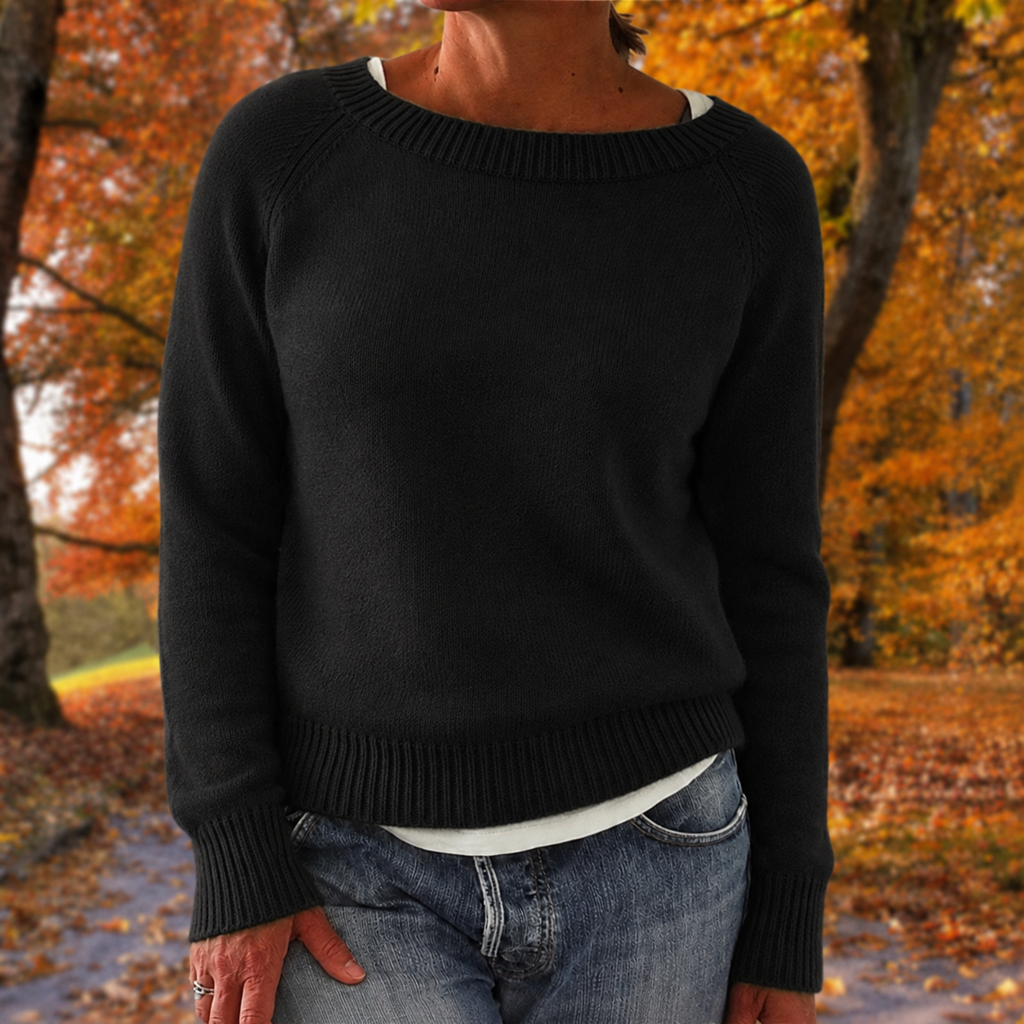 Anneliese - Dames Relaxed Fit Raglan Mouw Trui met Geribbelde Rand