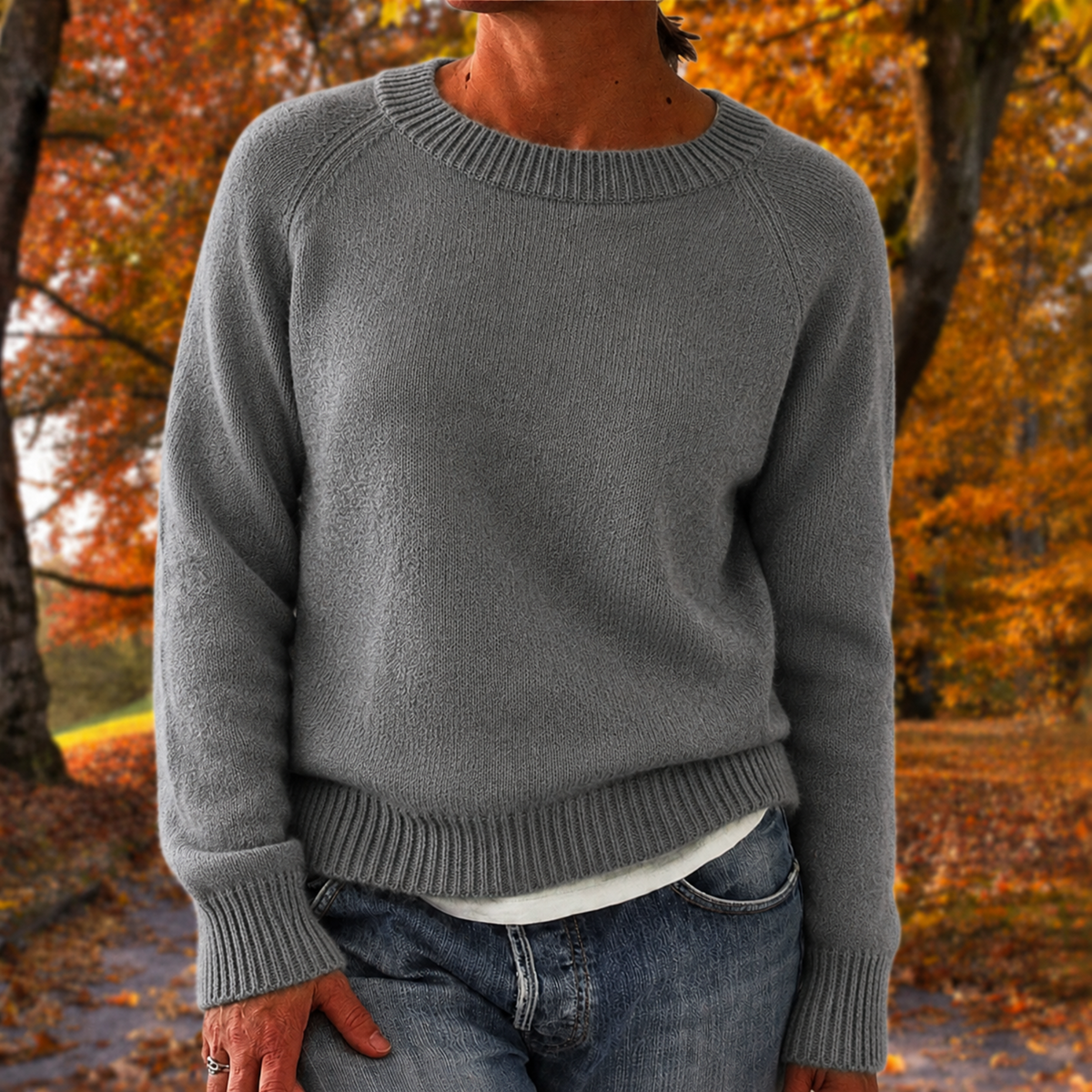 Anneliese - Dames Relaxed Fit Raglan Mouw Trui met Geribbelde Rand