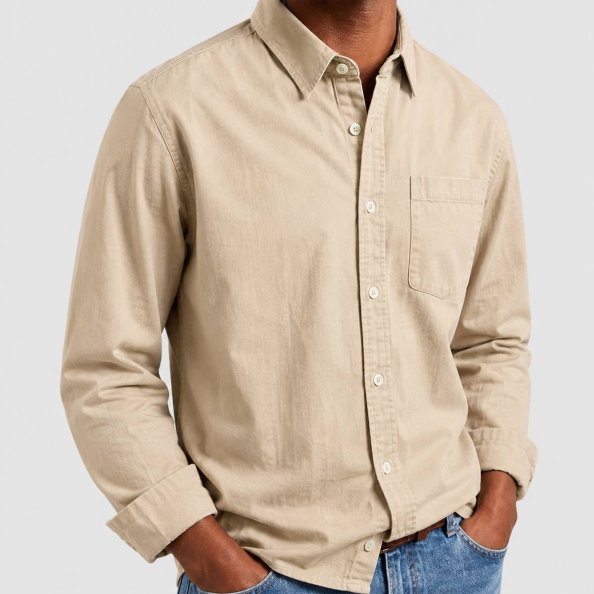 Arthur - Heren Relaxed Fit Puntkraag Langsleeve Shirt