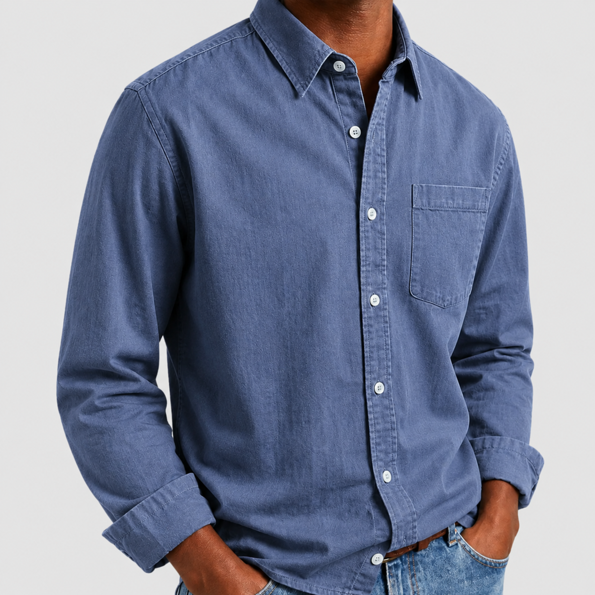 Arthur - Heren Relaxed Fit Puntkraag Langsleeve Shirt