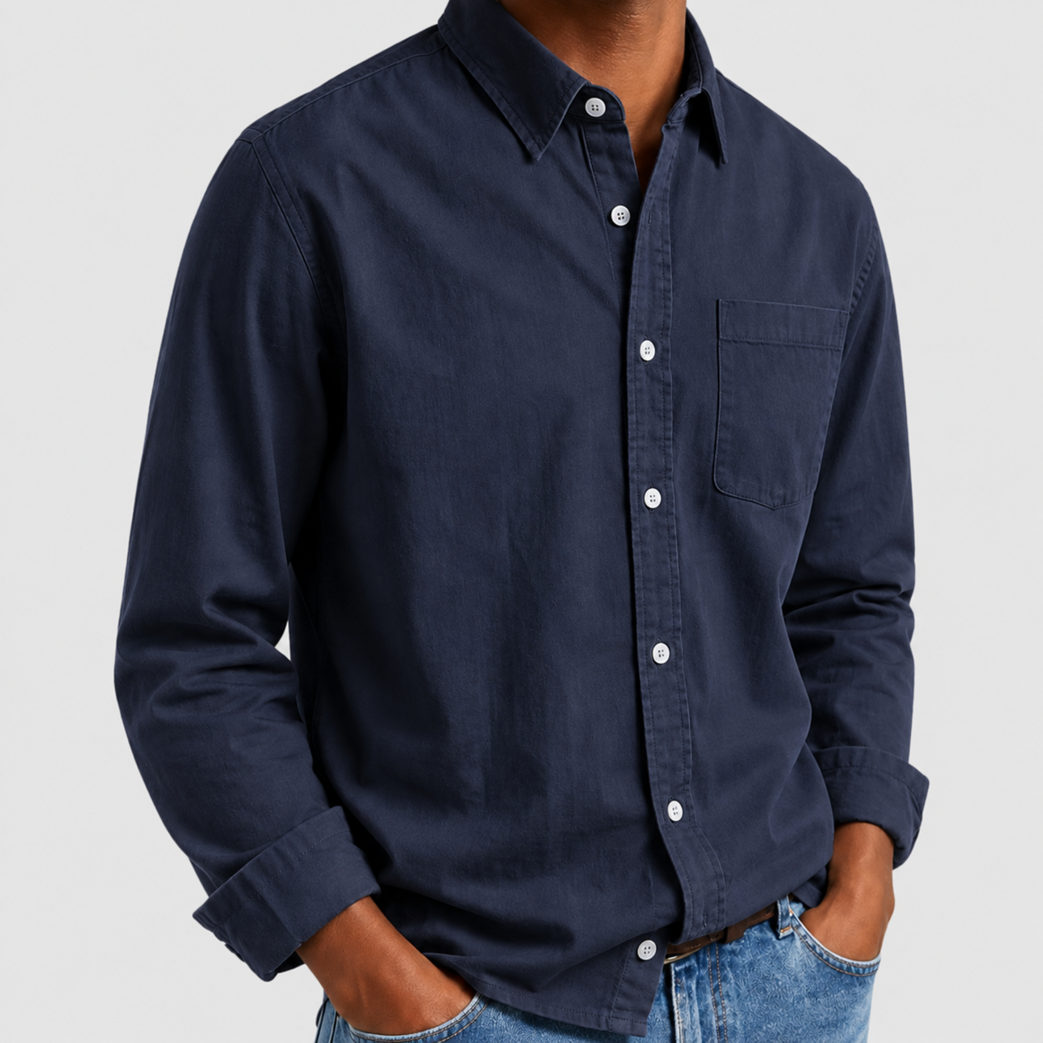 Arthur - Heren Relaxed Fit Puntkraag Langsleeve Shirt