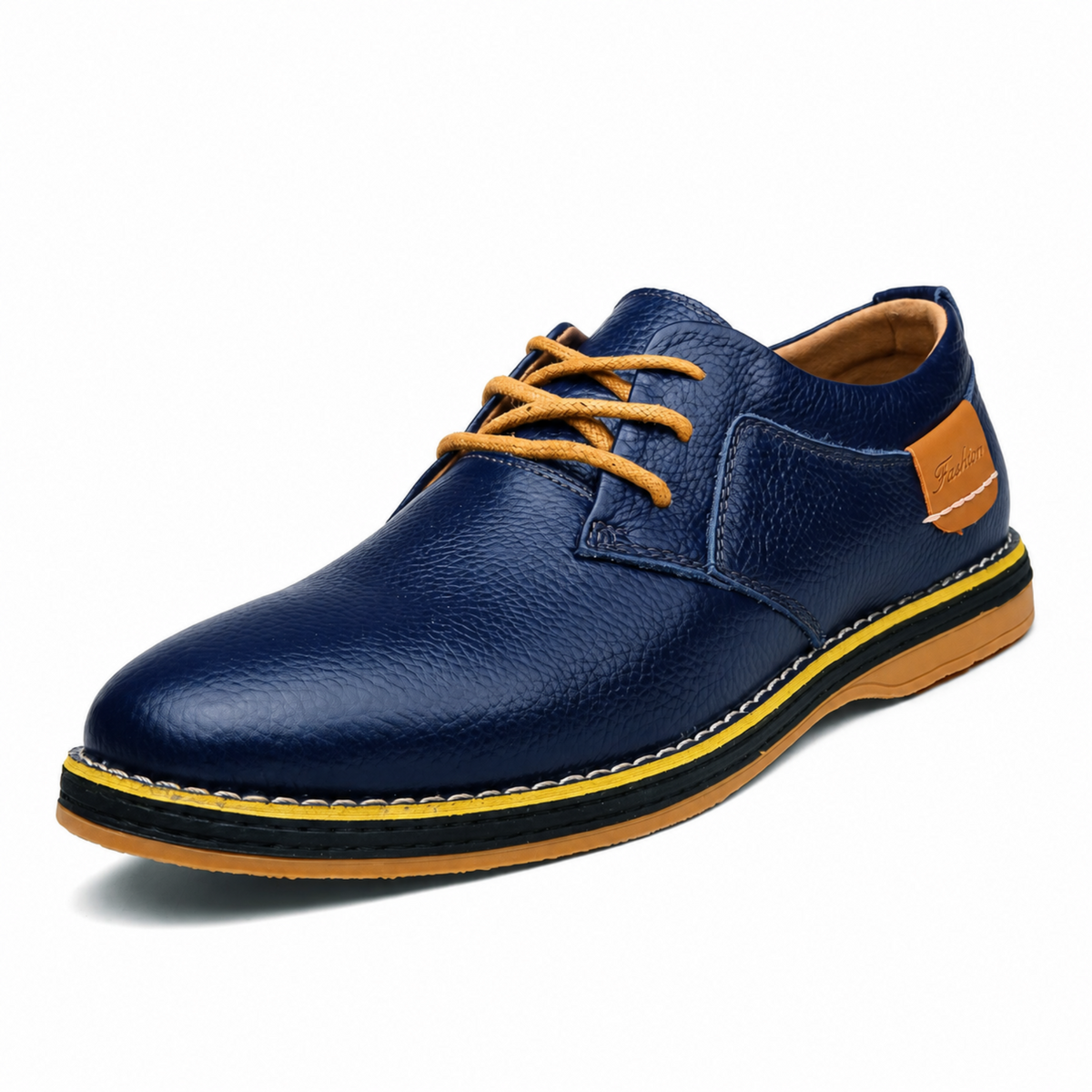 Jonas - Heren Casual Effen Derby Schoenen met Contrast Tan Afwerking