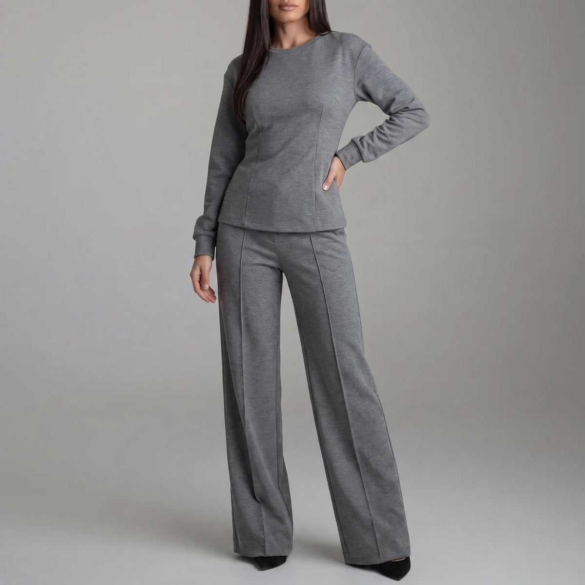 Phoebe - Dames Lange Mouw Wijde Pantalon Co-ord Set