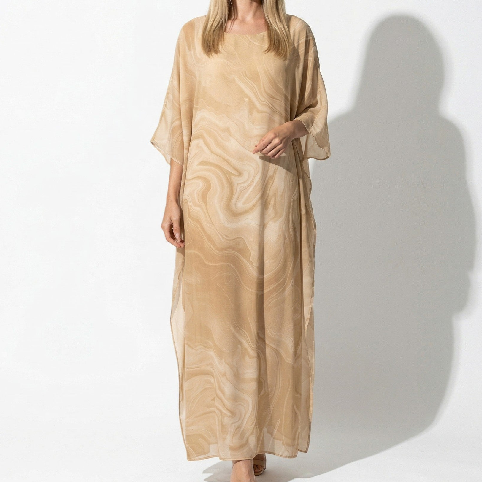 Lara - Dames Relaxed Fit Zomer Marmerprint Maxi Jurk