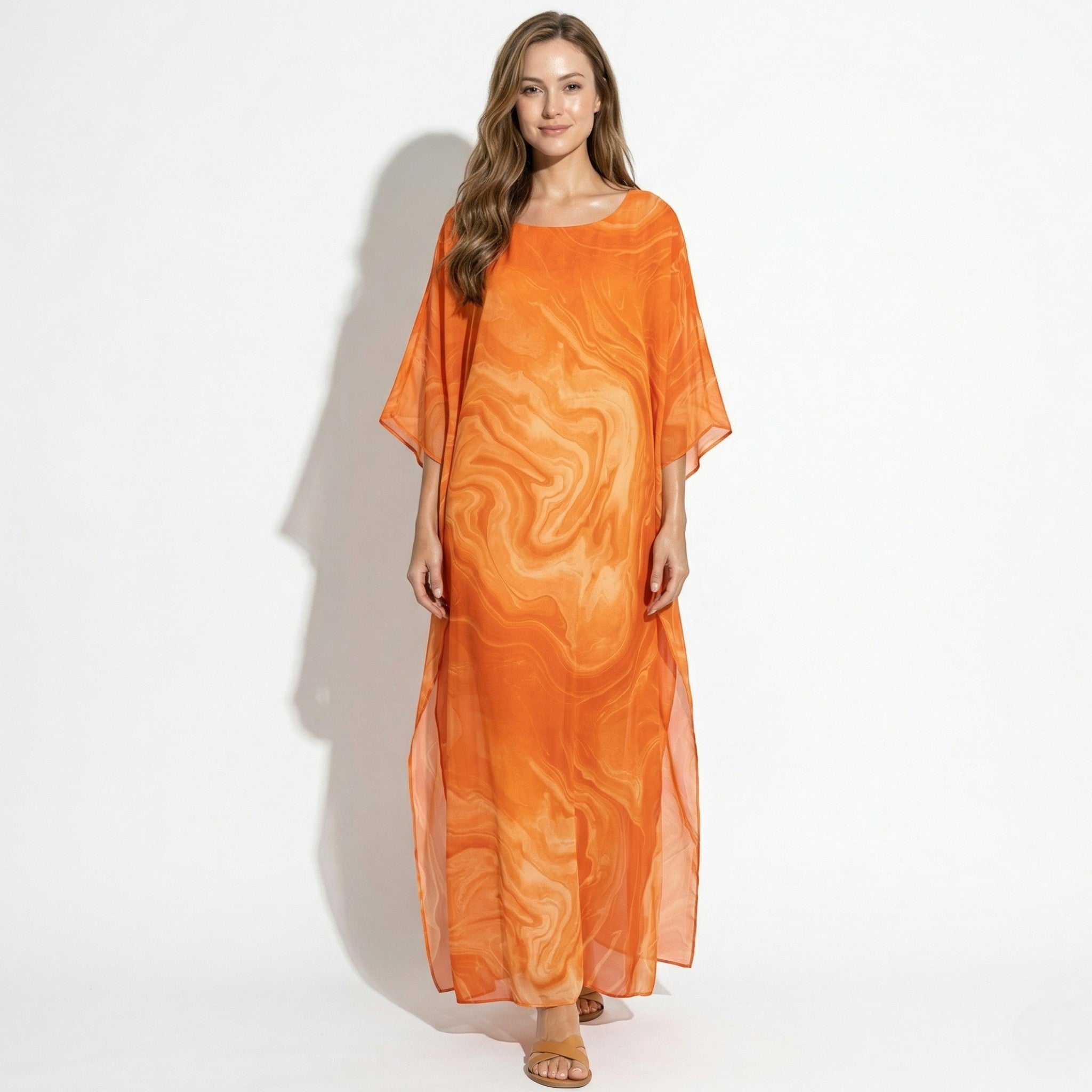 Lara - Dames Relaxed Fit Zomer Marmerprint Maxi Jurk