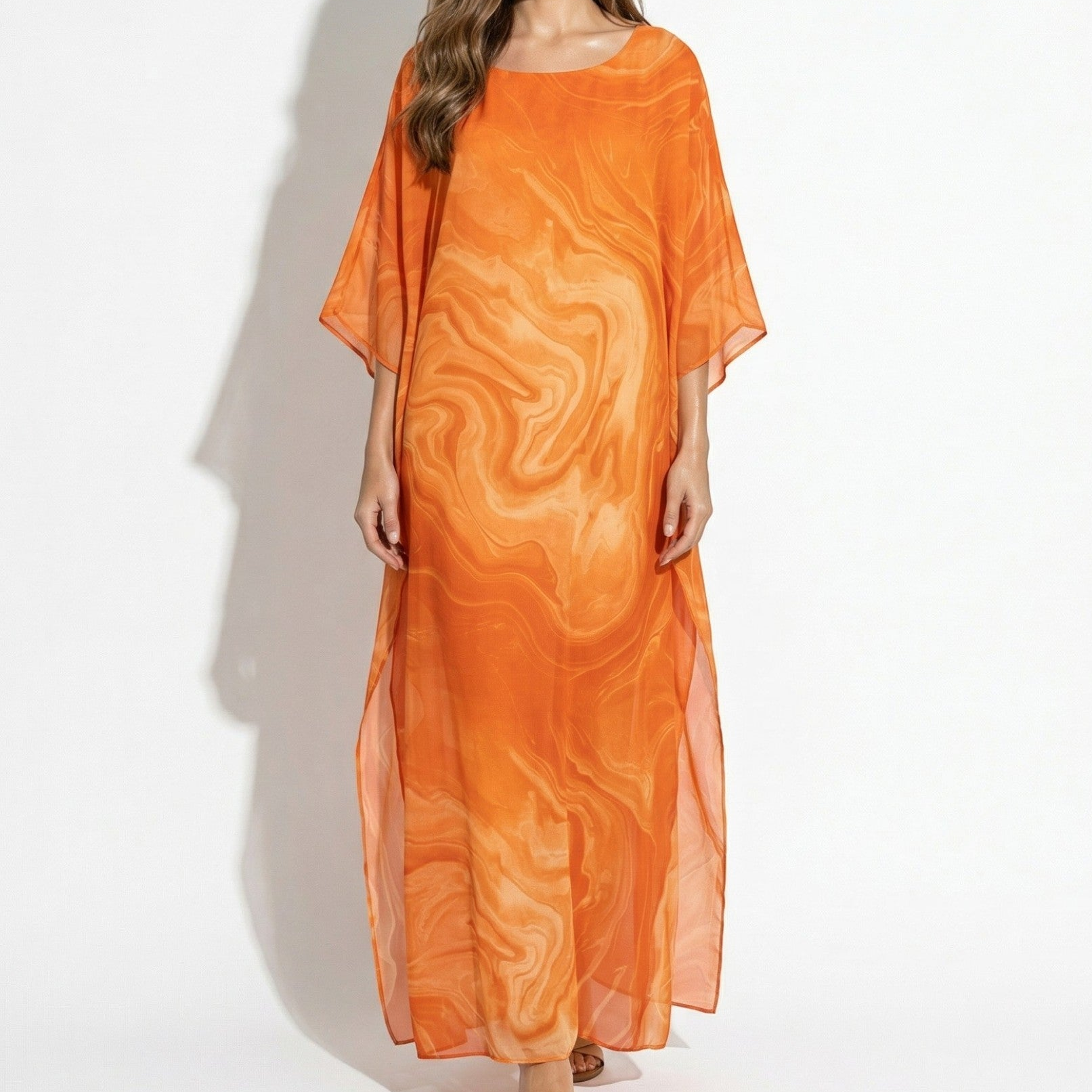 Lara - Dames Relaxed Fit Zomer Marmerprint Maxi Jurk