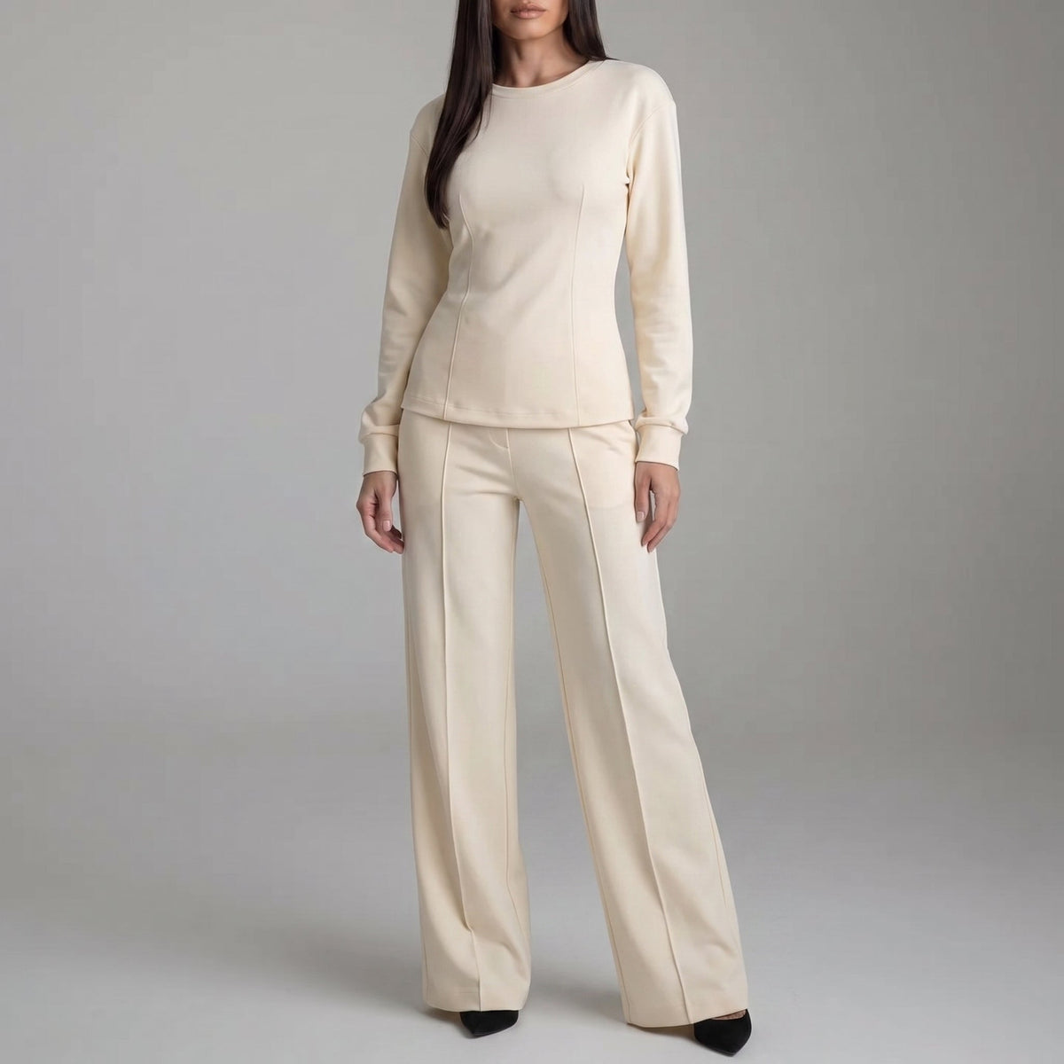 Phoebe - Dames Lange Mouw Wijde Pantalon Co-ord Set