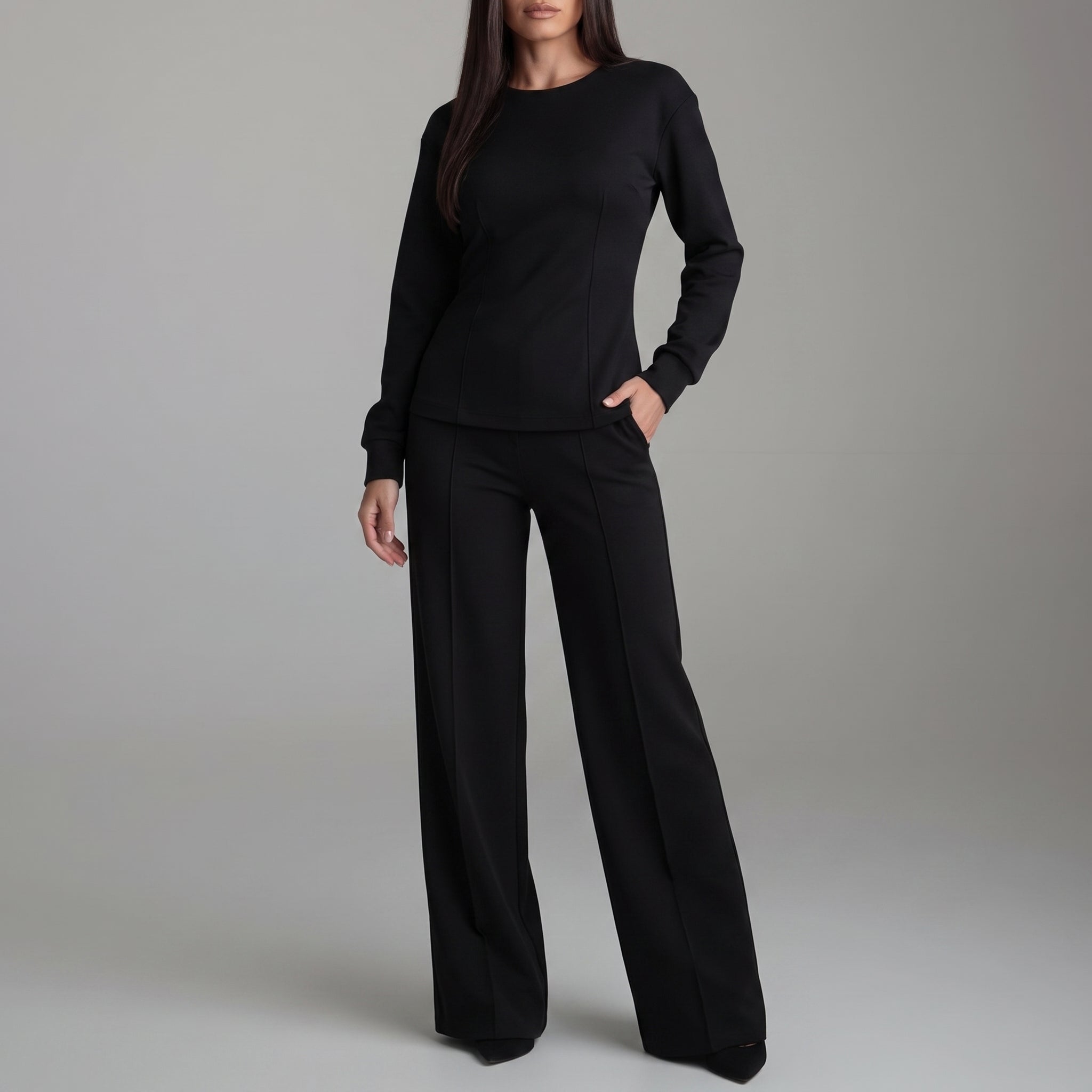 Phoebe - Dames Lange Mouw Wijde Pantalon Co-ord Set
