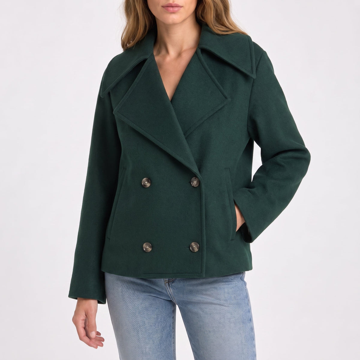 Charlotte - Dames Cropped Dubbelzijdig Jacket met Brede Revers