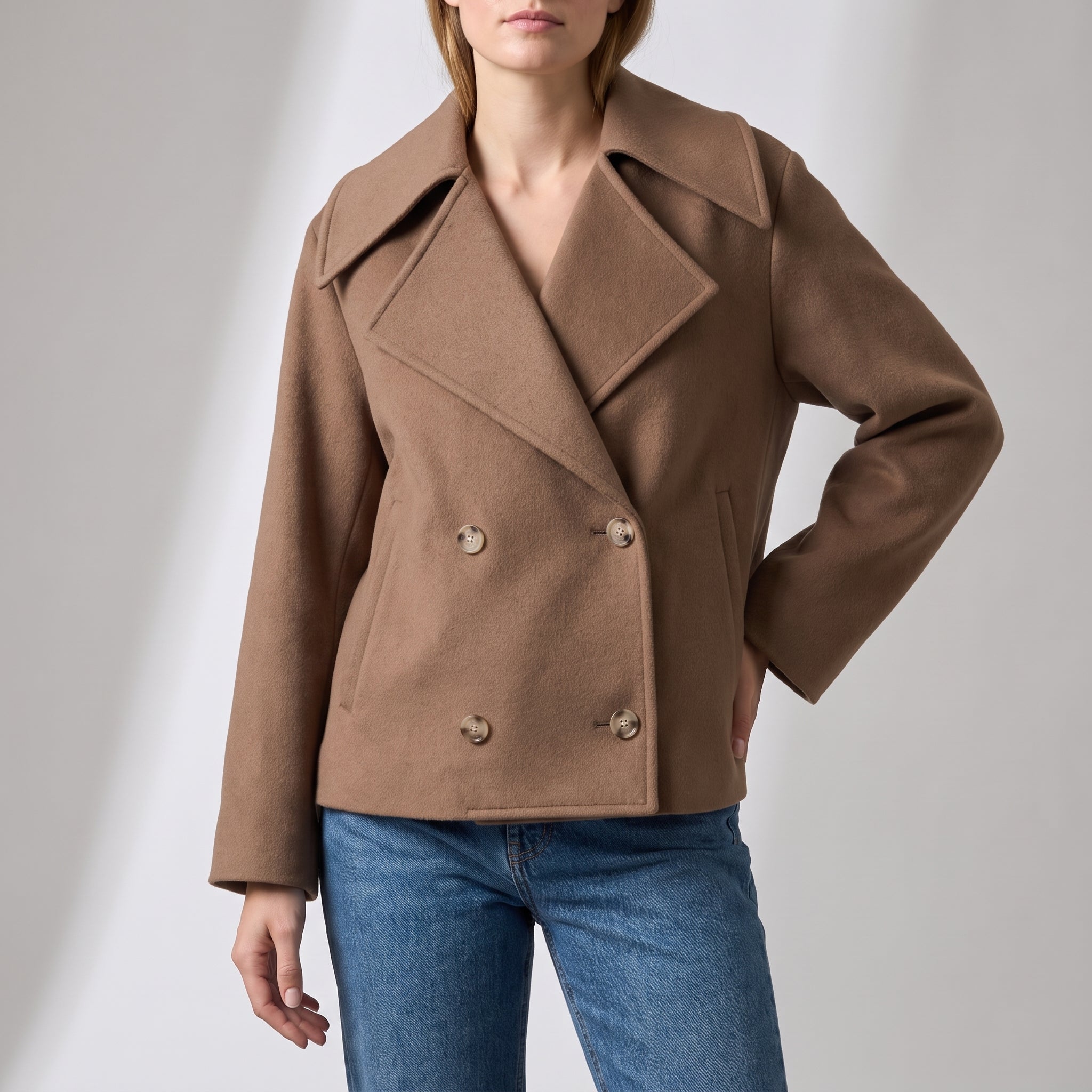Charlotte - Dames Cropped Dubbelzijdig Jacket met Brede Revers