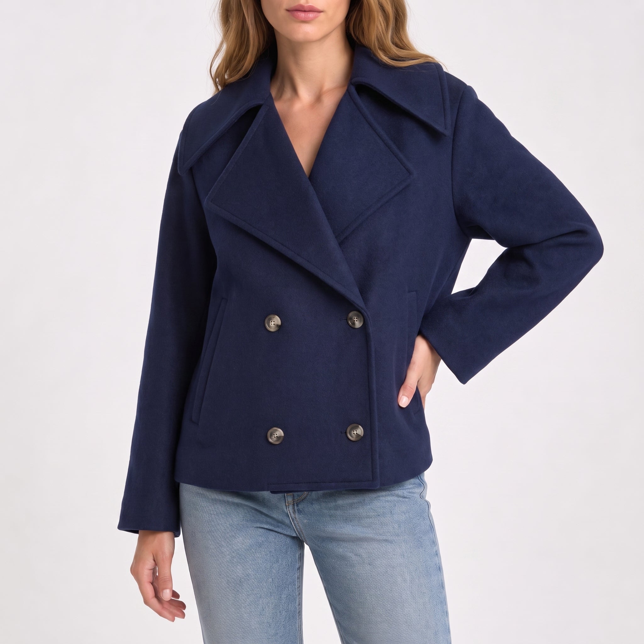 Charlotte - Dames Cropped Dubbelzijdig Jacket met Brede Revers