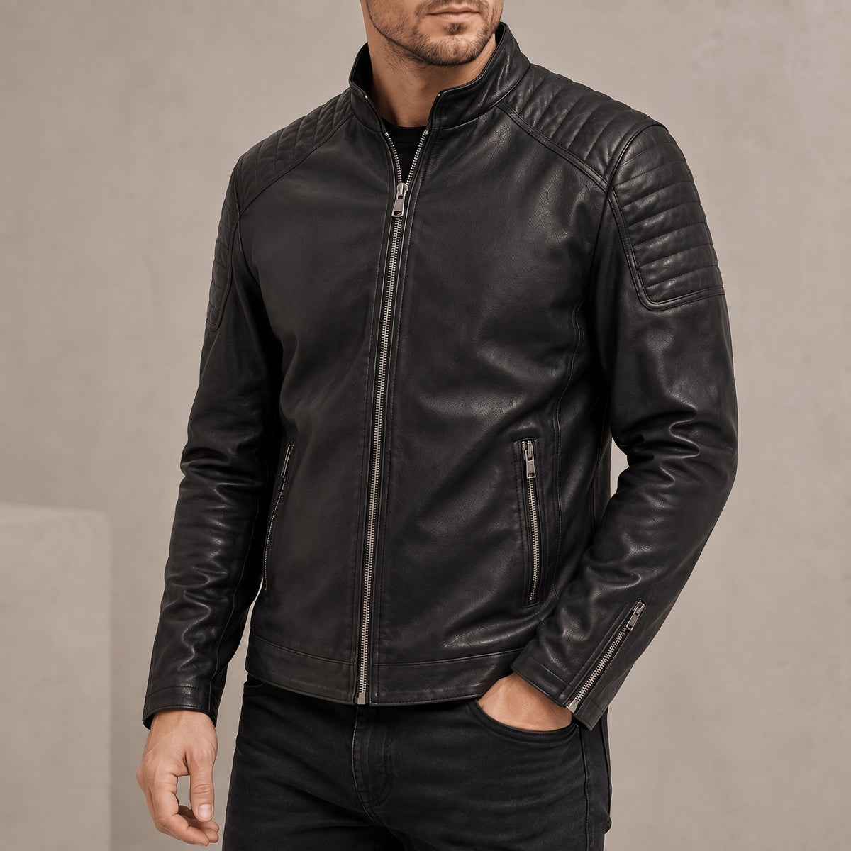 James - Heren Zip-Up Overgangsjack met Gequiltte Schouders