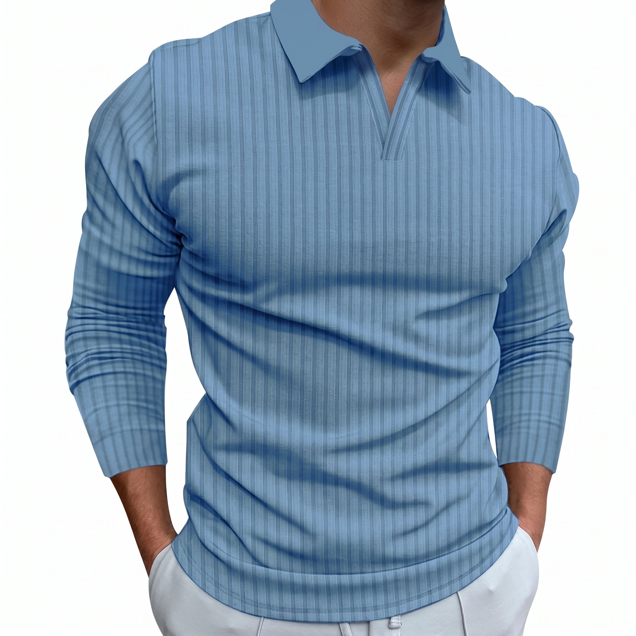 Arthur - Heren Relaxed Fit Geribbelde Polo met Open Kraag