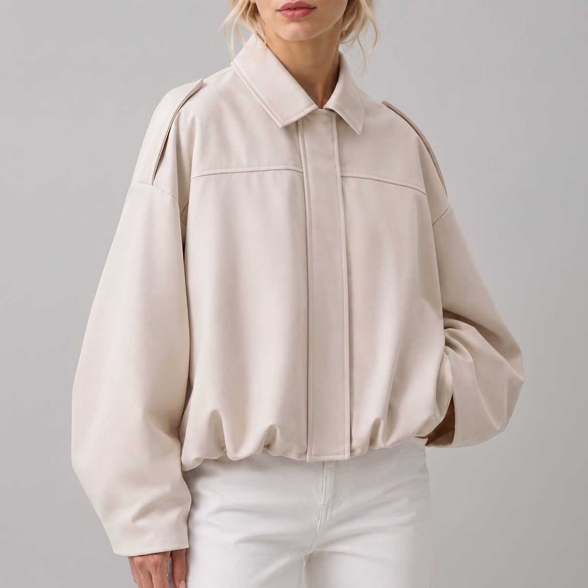 Olivia - Vrouwen Vintage Gedropte Schouder Suède Bomberjack