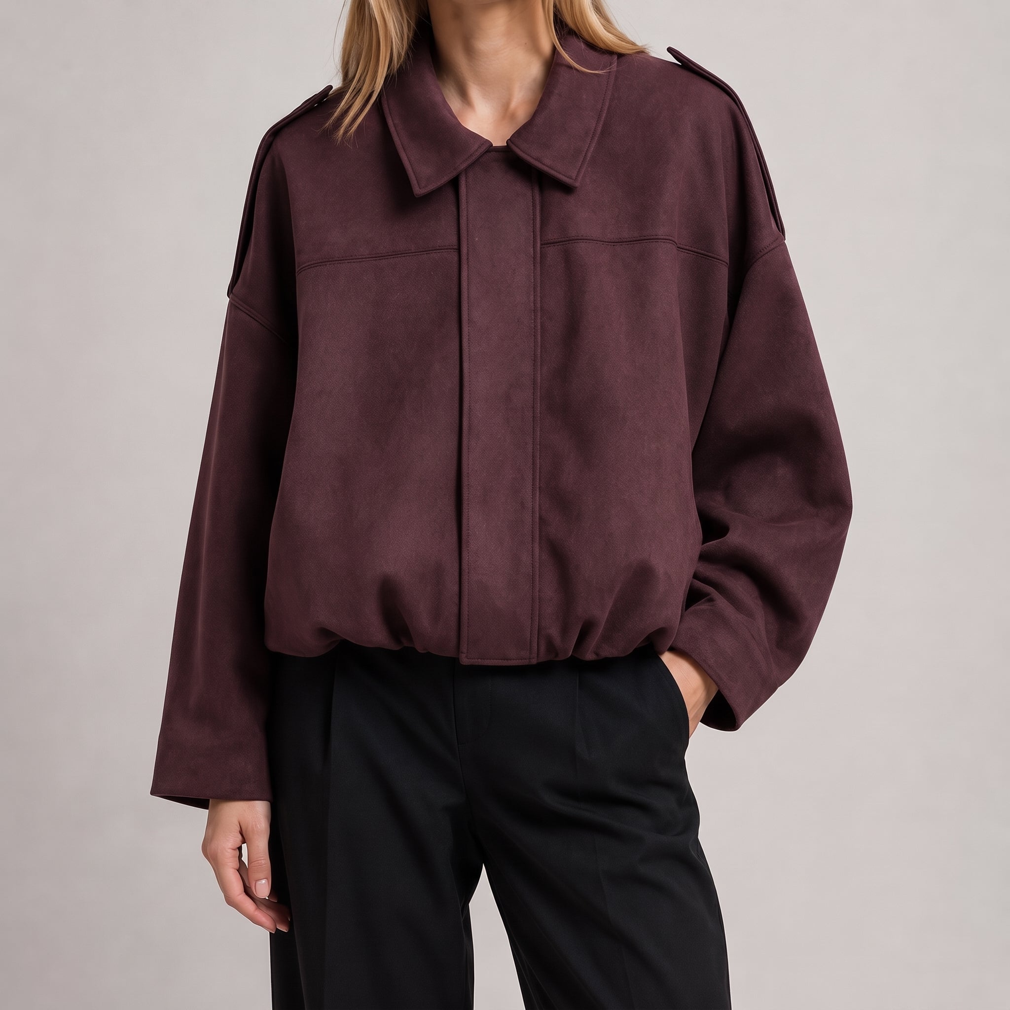 Olivia - Vrouwen Vintage Gedropte Schouder Suède Bomberjack