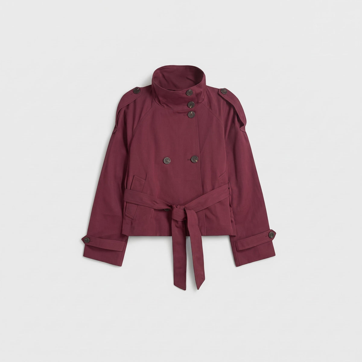 Sibylle - Dames Cropped Jacket met Staande Kraag en Ceintuur