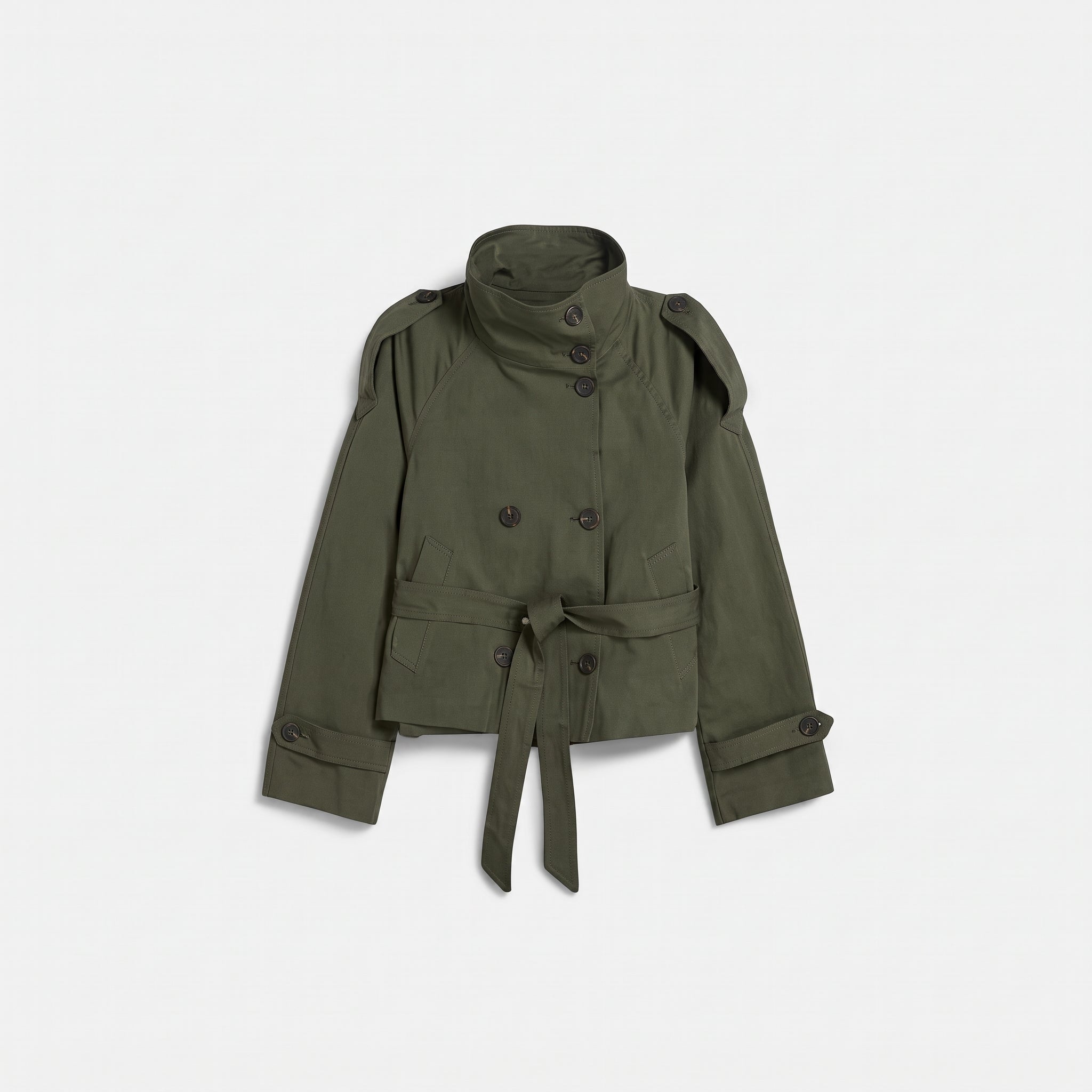 Sibylle - Dames Cropped Jacket met Staande Kraag en Ceintuur