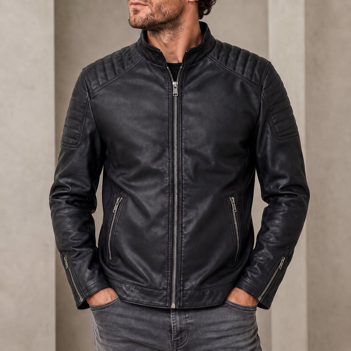 James - Heren Zip-Up Overgangsjack met Gequiltte Schouders