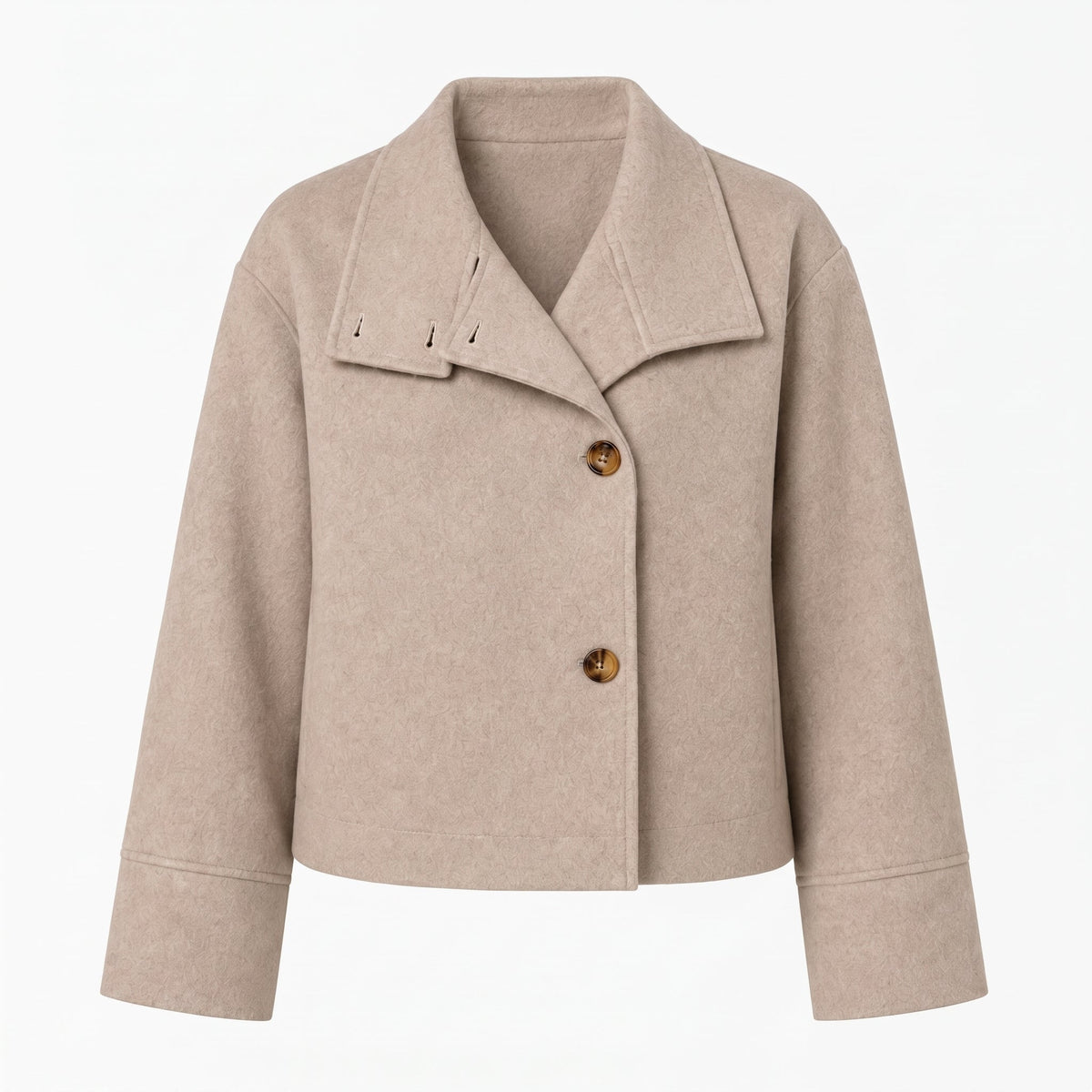 Charlotte - Dames Boxy Cropped Funnel Neck Jas