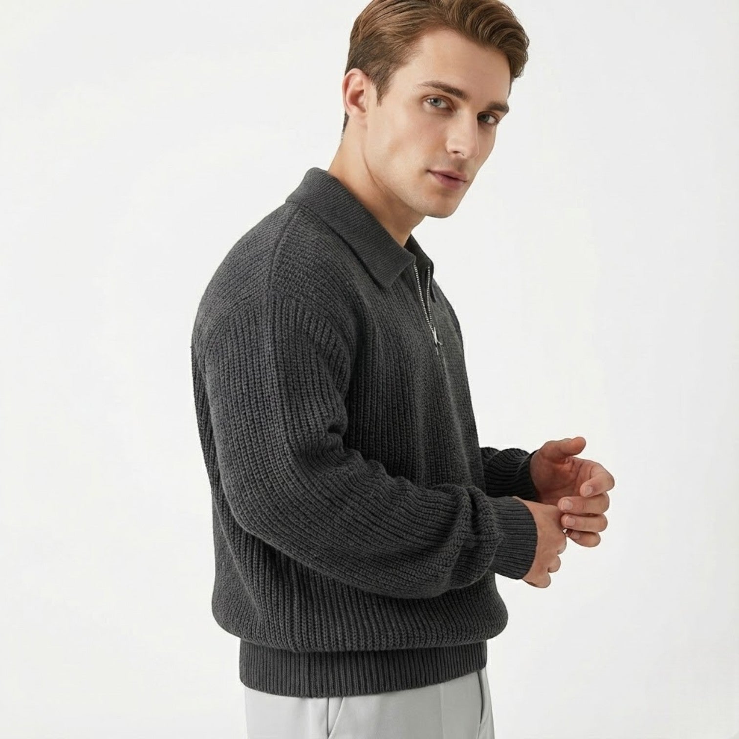 Adrian – Herren Wolle Zipped Pullover - Pullover - Temala