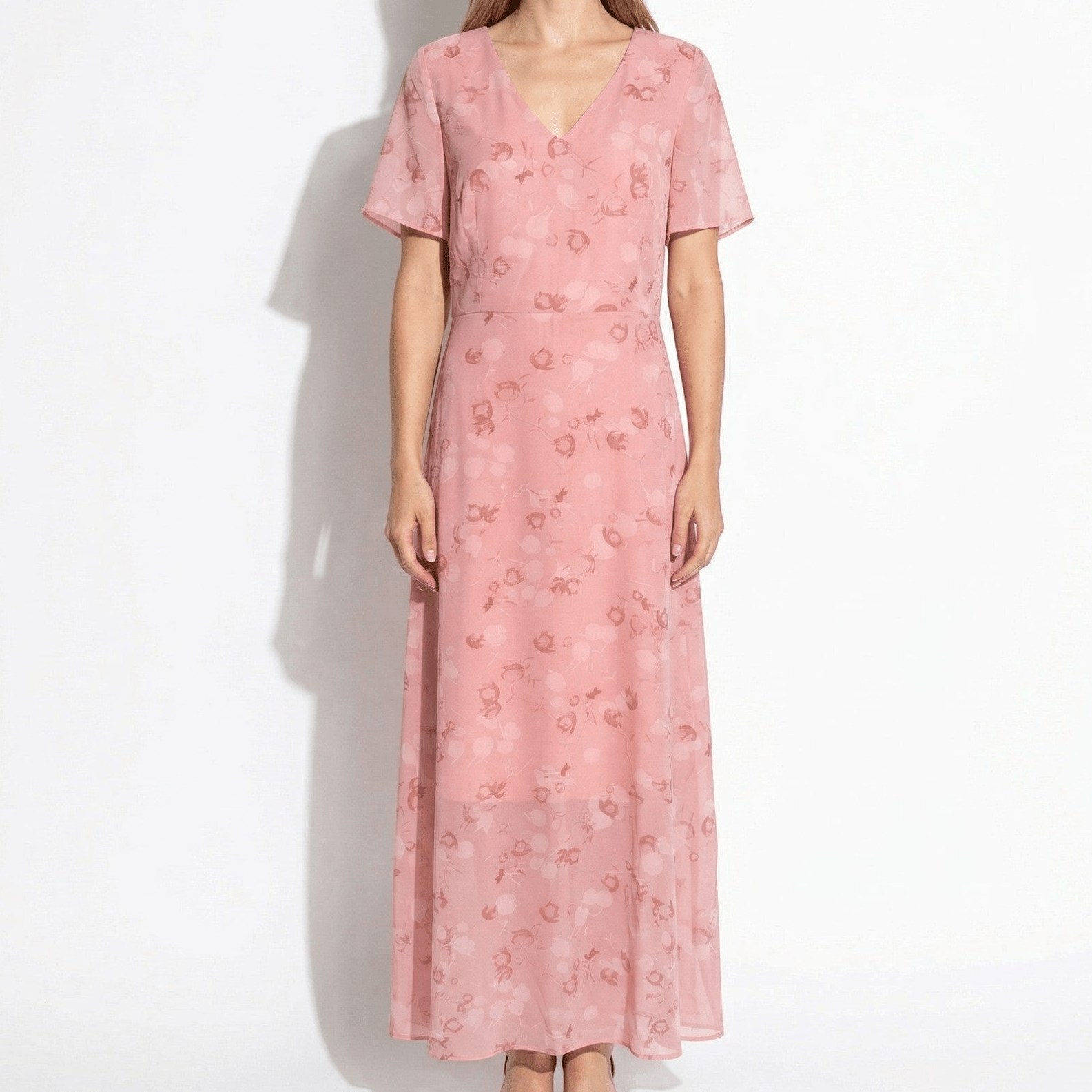 Ava – Dames Zomer Bloemenprint Chiffon Maxi Jurk
