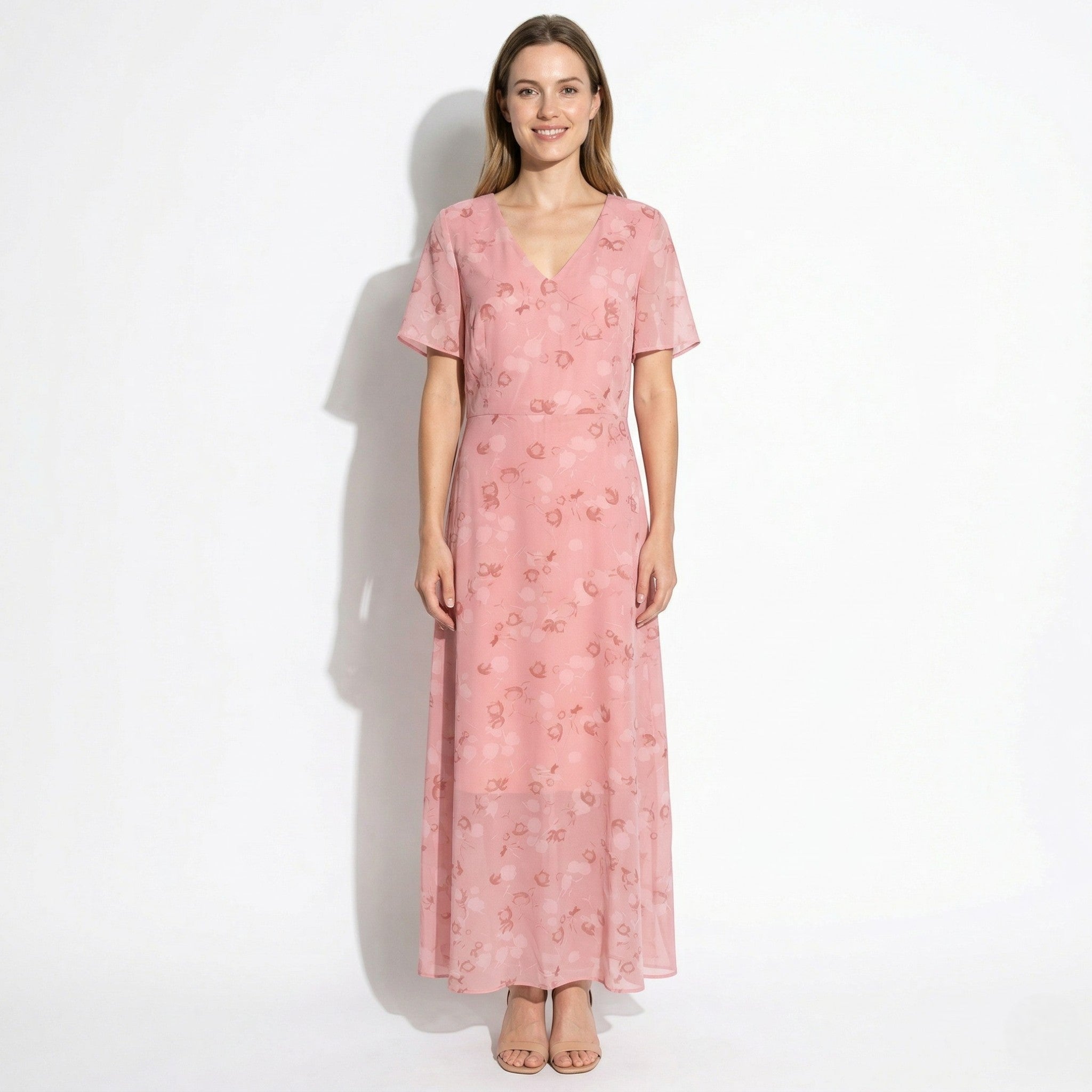Ava – Dames Zomer Bloemenprint Chiffon Maxi Jurk