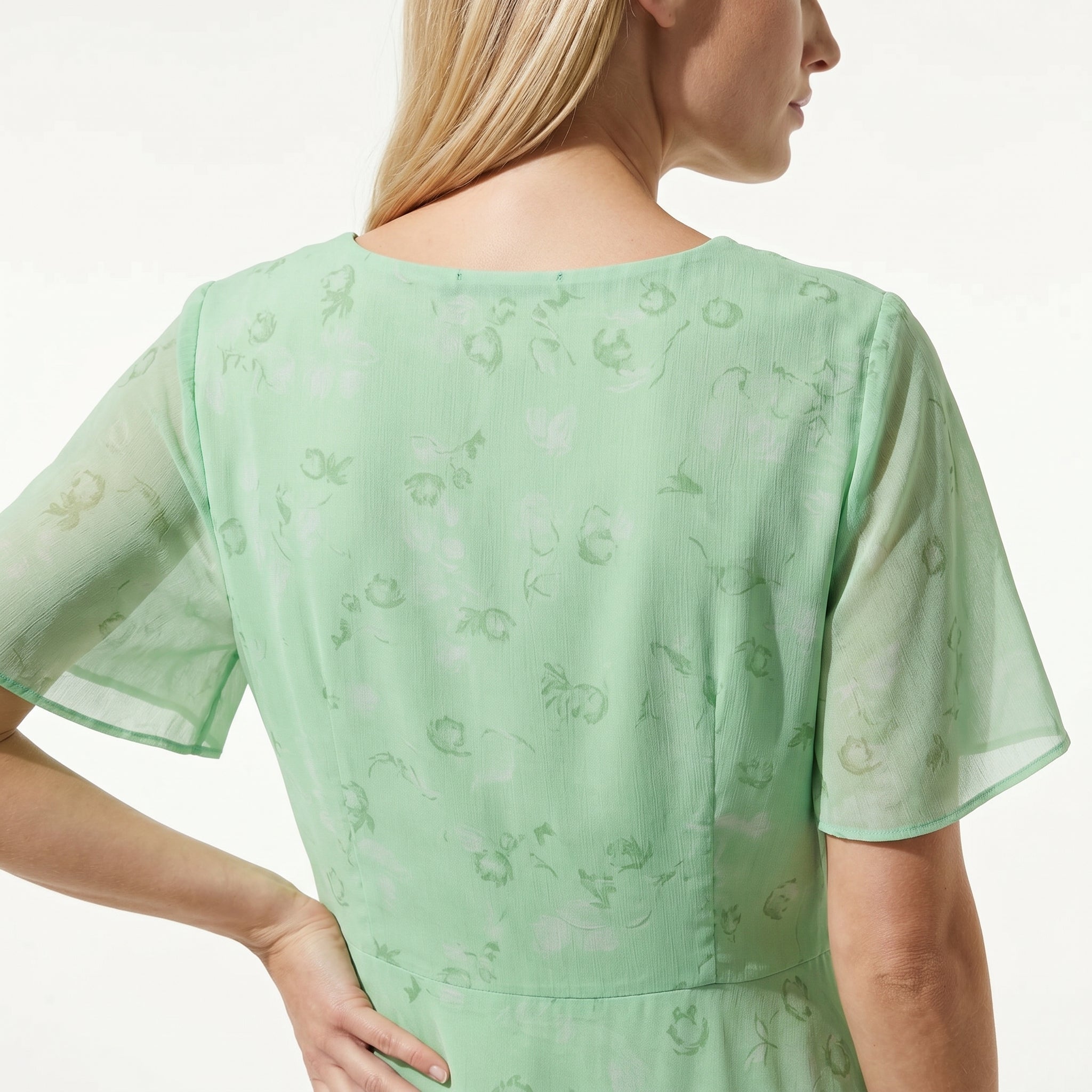 Ava – Dames Zomer Bloemenprint Chiffon Maxi Jurk