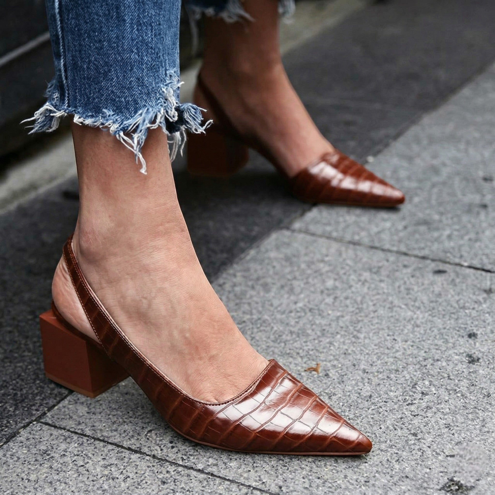 Charlotte - Dames Gesloten Hak Slingback Hakken