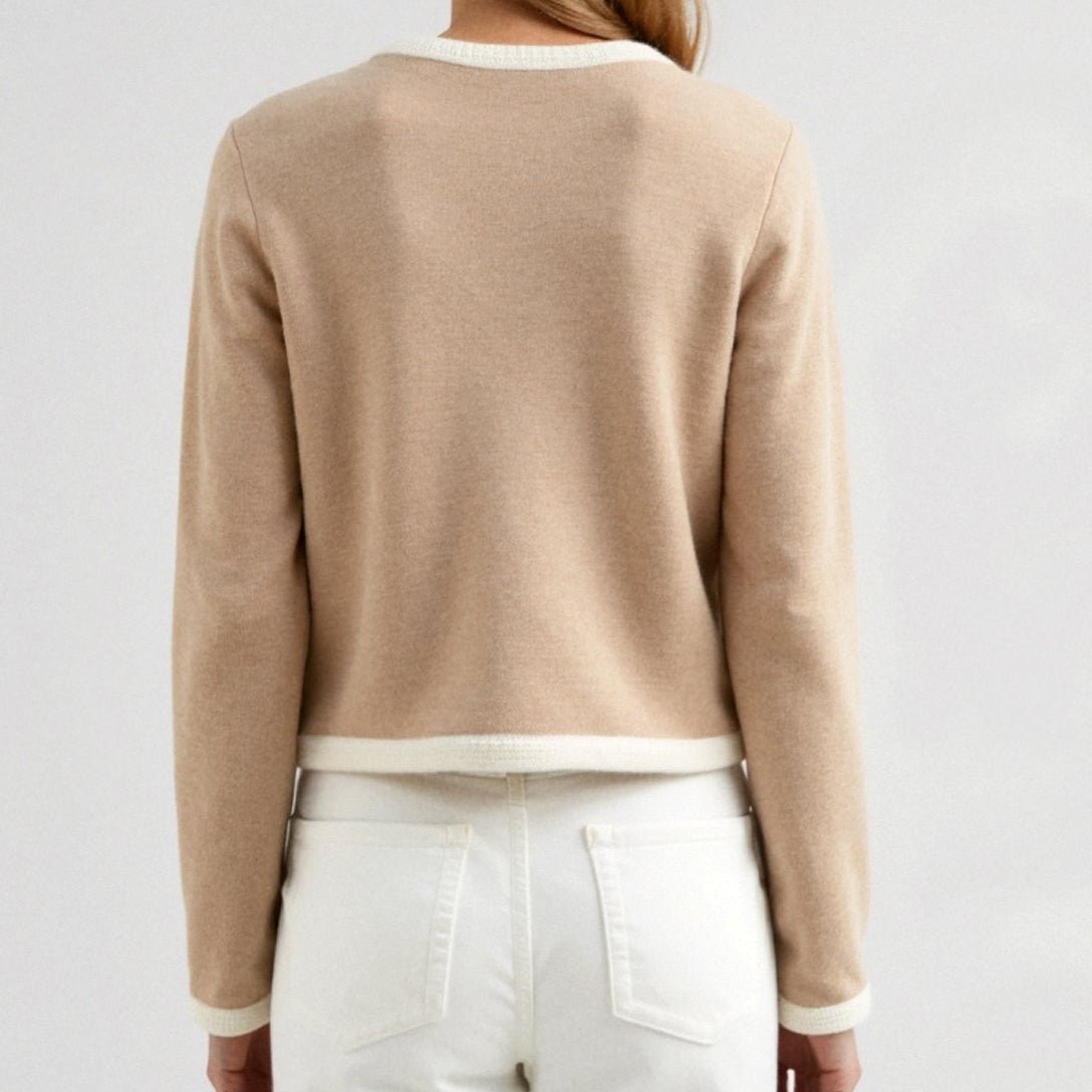 Diana – Damen Wolle Strickjacke Beige - Strickjacken - Temala