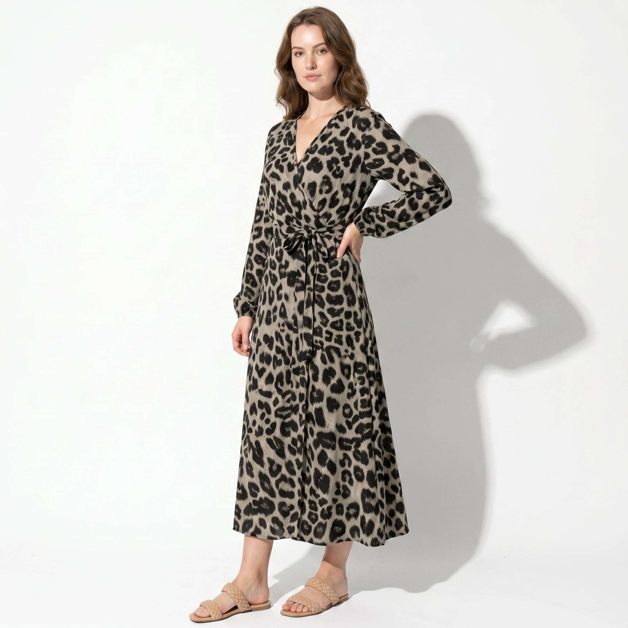 Diana – Vrouwelijke Casual Wrap Gedrukt Maxi Jurk