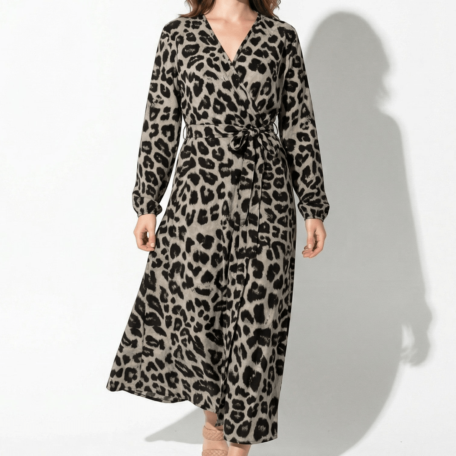 Diana – Vrouwelijke Casual Wrap Gedrukt Maxi Jurk