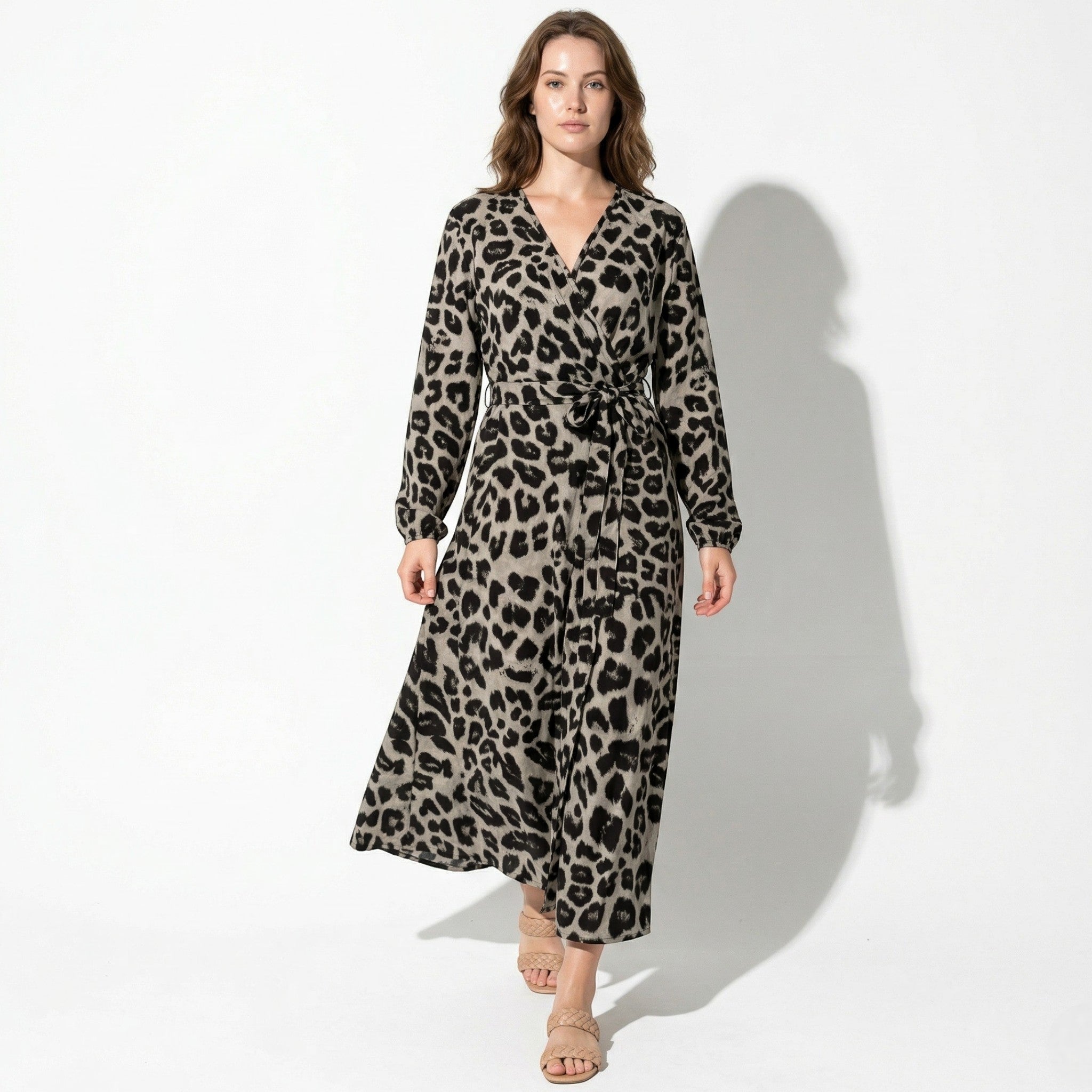 Diana – Vrouwelijke Casual Wrap Gedrukt Maxi Jurk