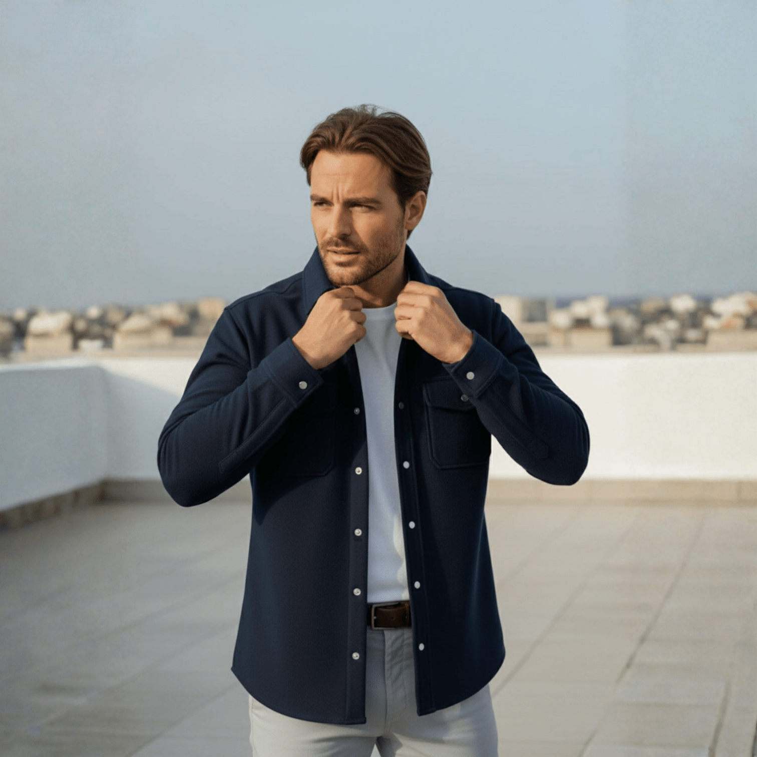 Jaron – Herren Winter Overshirt Marineblau - Poloshirts - Temala