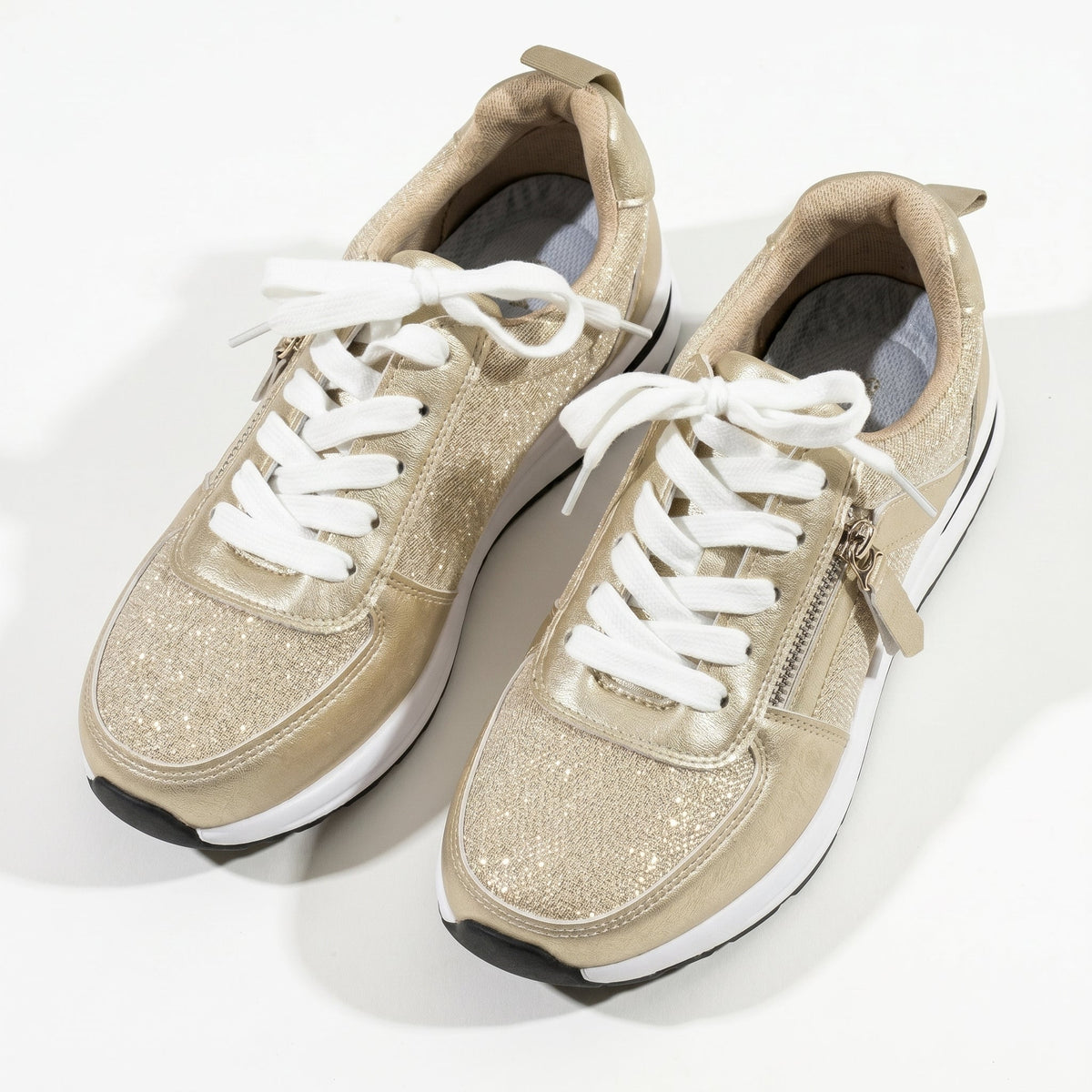 Lana dames glitter sneakers met zijrits