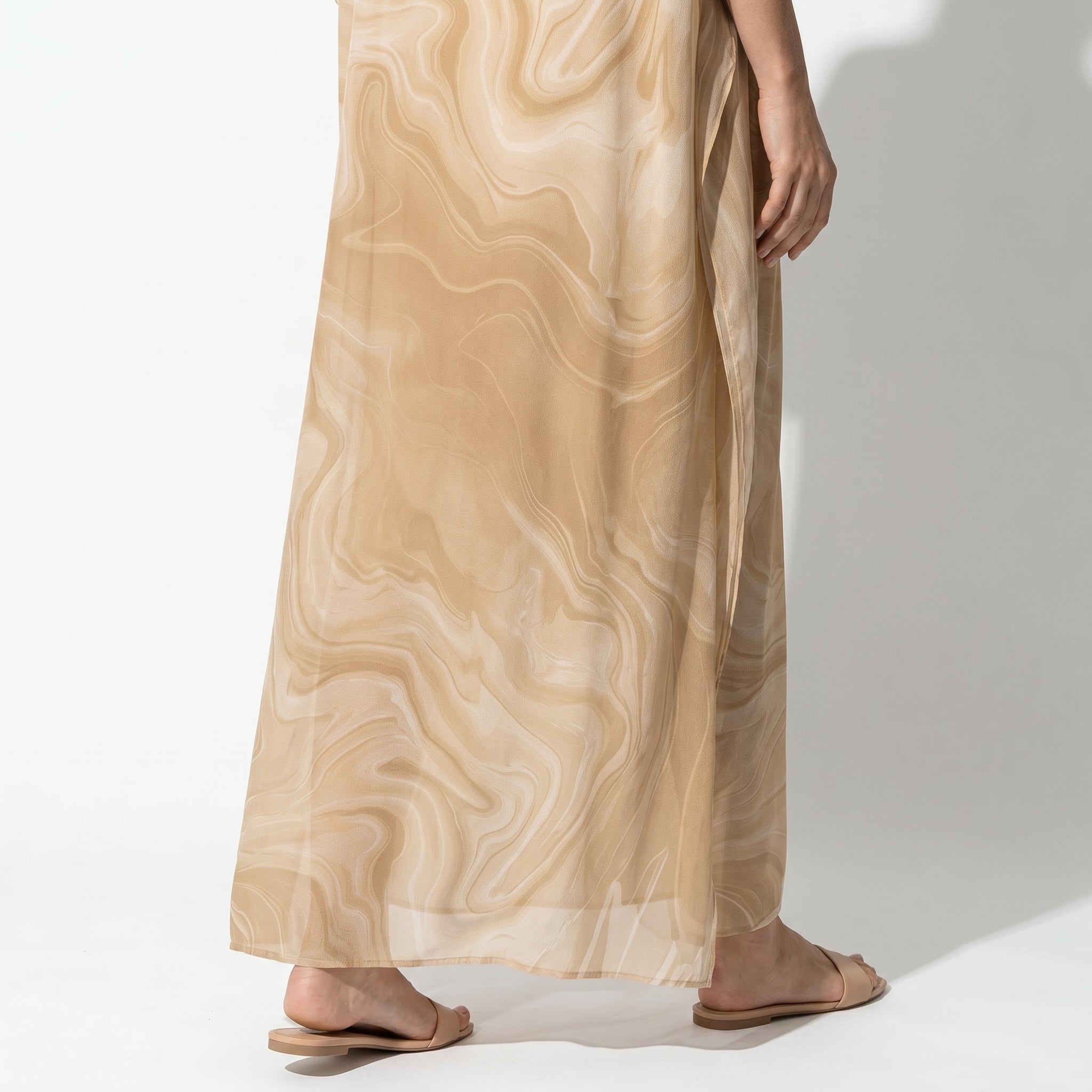 Lara - Dames Relaxed Fit Zomer Marmerprint Maxi Jurk