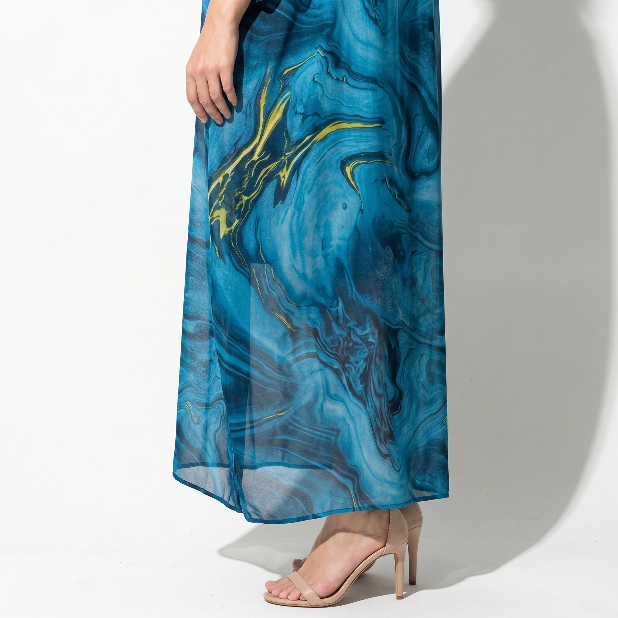 Lara - Dames Relaxed Fit Zomer Marmerprint Maxi Jurk
