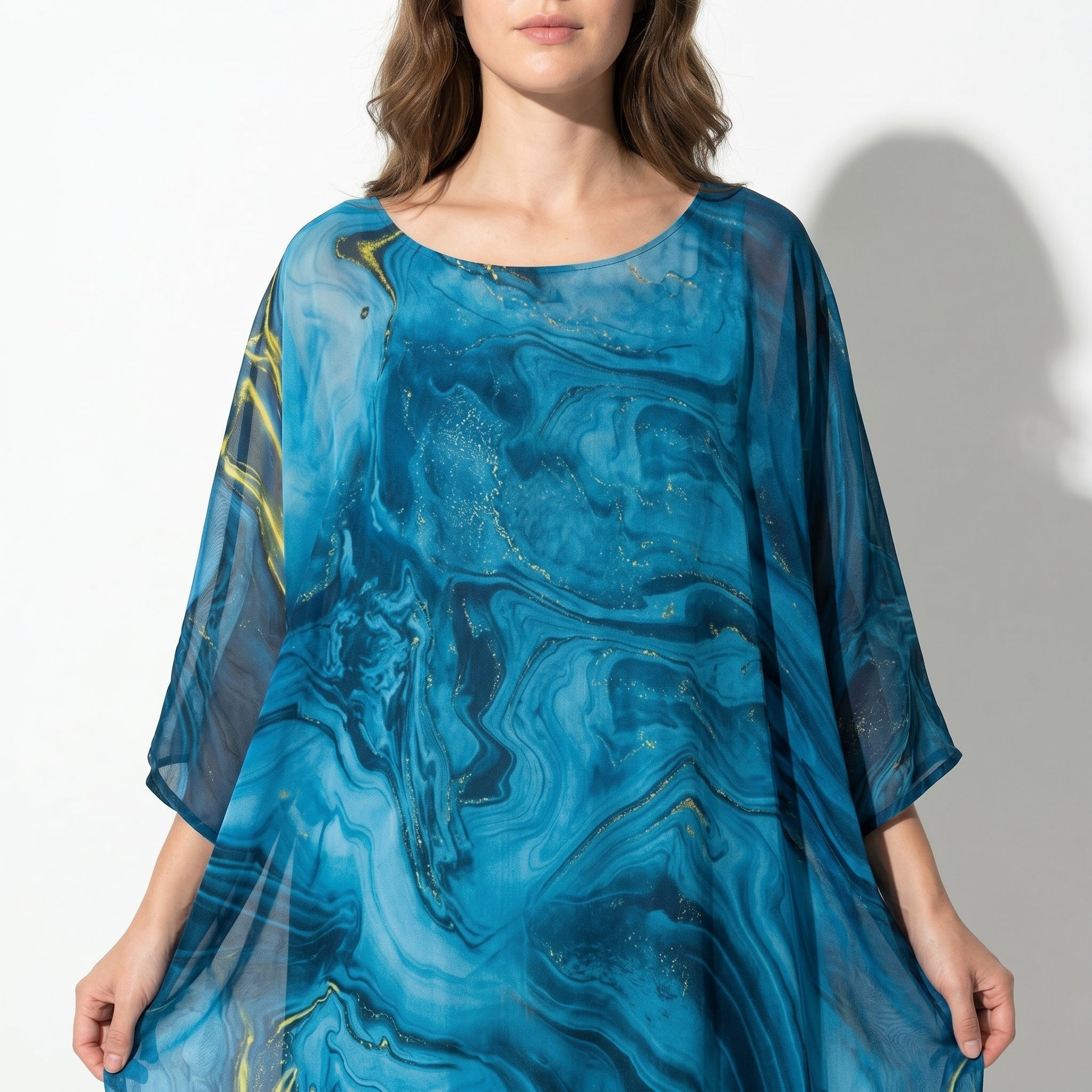 Lara - Dames Relaxed Fit Zomer Marmerprint Maxi Jurk